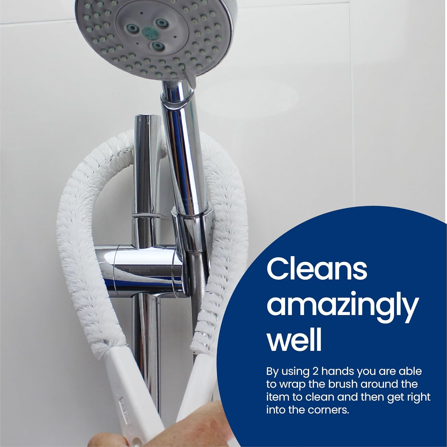 White Magic Nook & Cranny Washing Brush - 63Cm, Made in USA, Versatile Cleaning for Hard-To-Reach Areas, Ergonomic Dual-Hand Grip, Durable, Firm yet Gentle Bristles, Dishwasher Safe image number 4