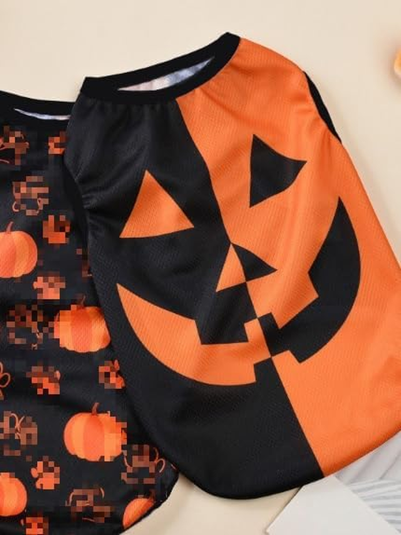 Dog Cat Outfit Pet Halloween Clothes Pumpkin Costume with Pumpkin Smiley Pattern (Black Orange, M) image number 4