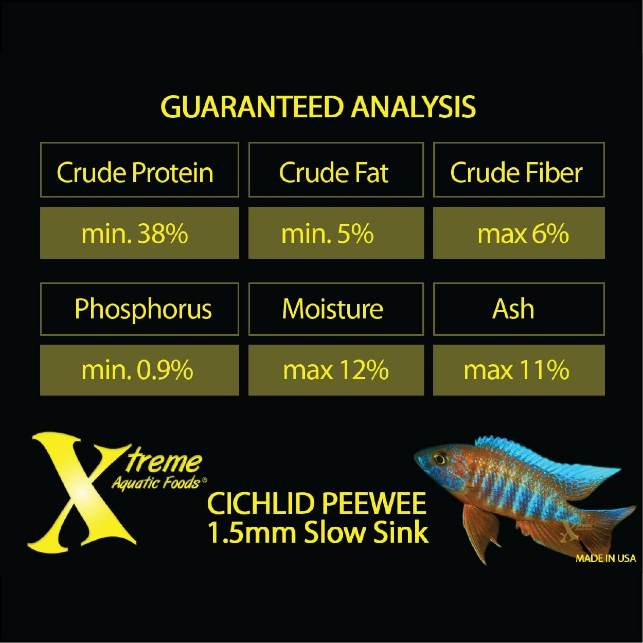 Xtreme Aquatic Foods Cichlid Peewee 1.5Mm Slow-Sinking Pellets 2041 Grams (72Oz) image number 3