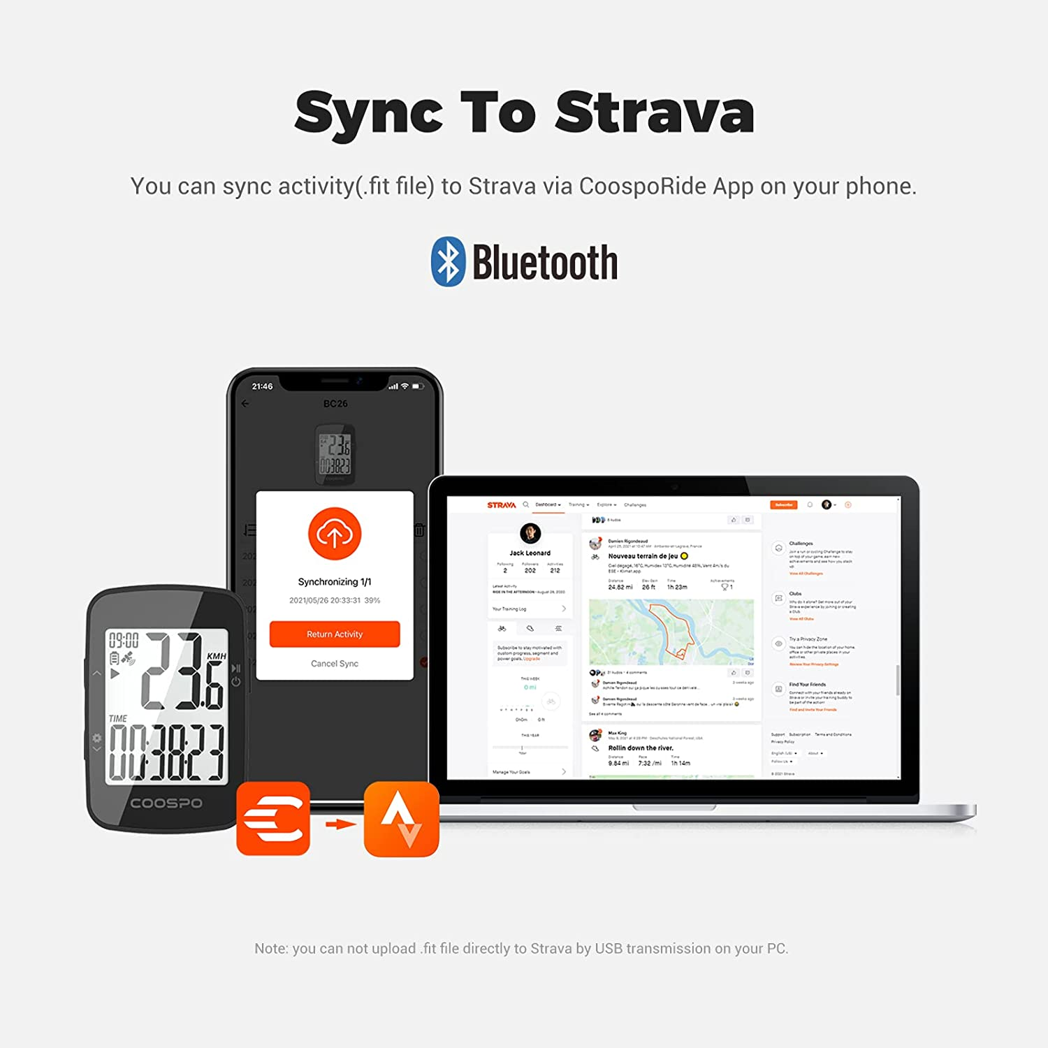COOSPO Bike Computer,Cycling GPS Units Bicycle Computer with Ipx7,Wireless Speedometer Odometer GPS for Bike,2.3 Inch Auto-Backlight,Bike GPS Tracker with Max Speed Alarm image number 1