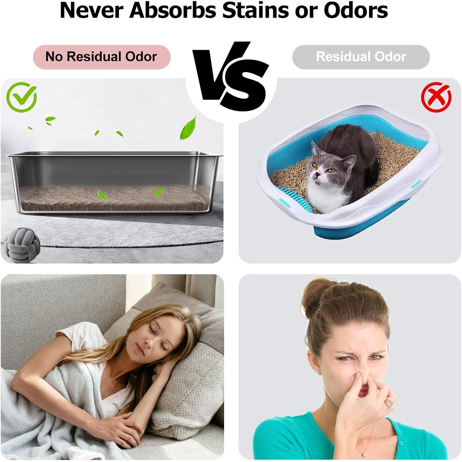 Stainless Steel Cat Litter Box, Medium Metal Litter Tray Pan Litterbox, Low Entry Stainless Steel Litter Box for Medium Cats, 19.7"Lx13.8"W X3.9"H, No Odor Absorption, Easy Clean, Rustproof, Leakproof image number 6