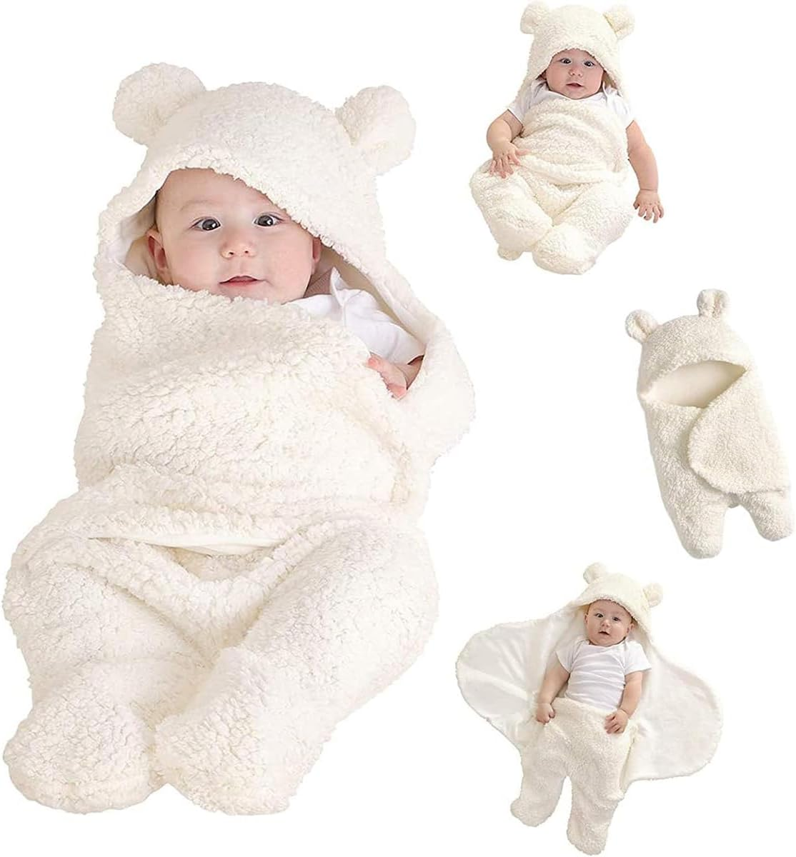 Baby Swaddle Blanket,Baby Sleeping Bag,Newborn Essentials Softness Plush Baby Sleeping Receiving Blanket for Babies 6-12 Months