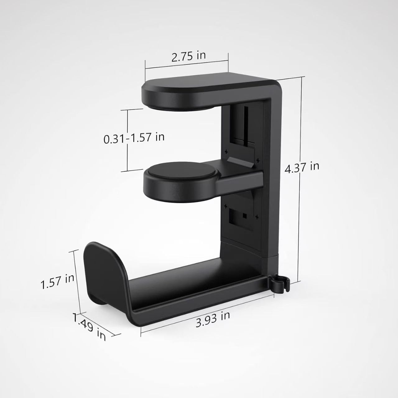 Headphone Stand Holder,Adjustable Clamp-On Headphone Holder with Cable Clip,360 Degree Swivel,Above & under Desk (Black) image number 4