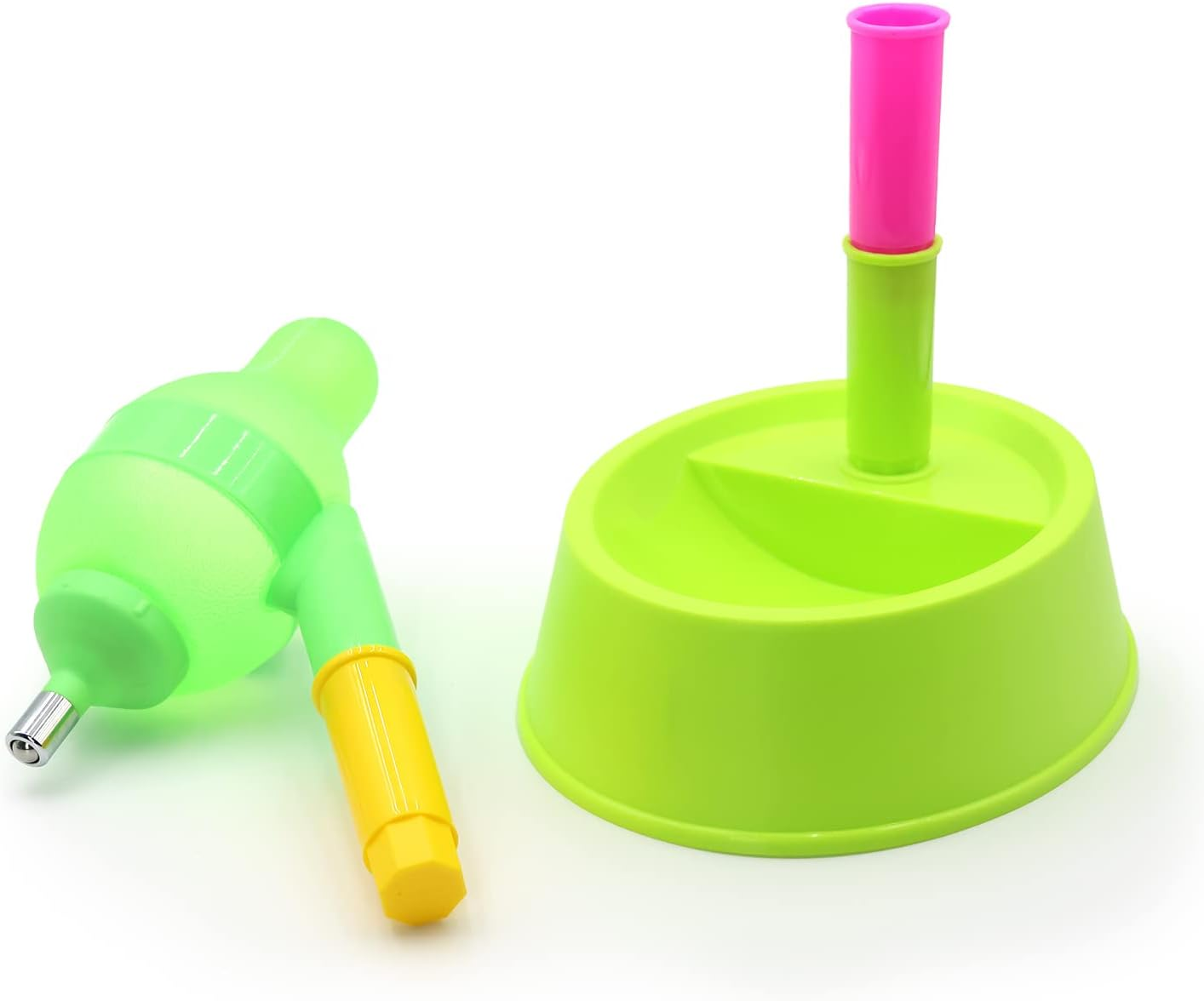 NACOCO Pet Standing Water Dispenser Cat Dog Standing Bowl with Detachable Pole Automatically Feeding Water Height Adjustable (Green) image number 1