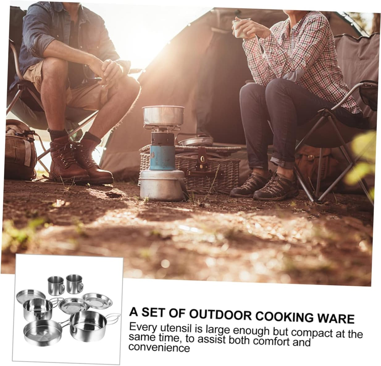 Generic Full Set of Camping Cooking Utensils Kit Frying Pan for BBQ and Picnic Easy to Clean image number 1