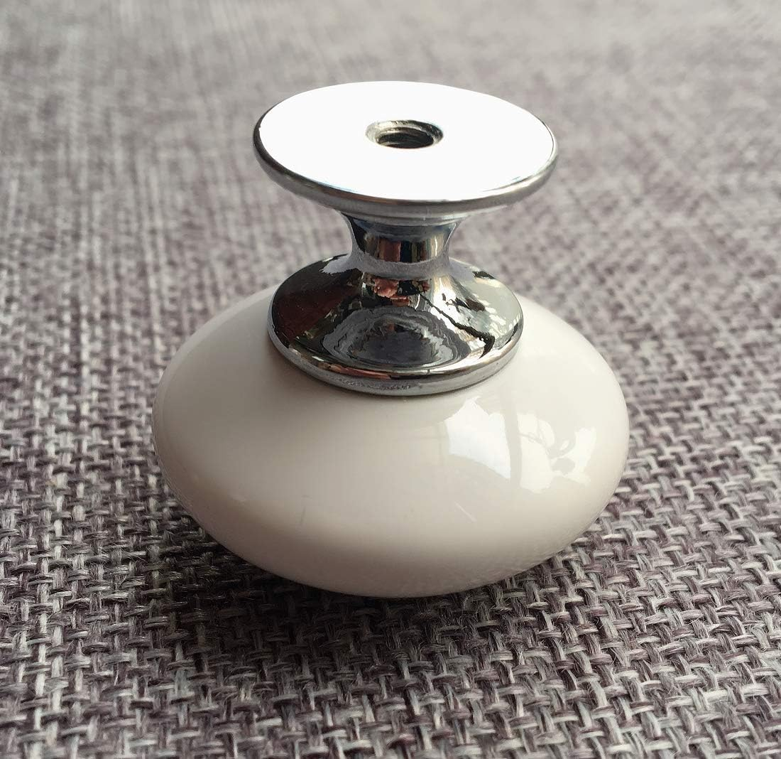 Ebeta 10 Pack Kitchen Cabinet Knobs Drawer Knobs Dresser Knobs, White Kitchen Cabinet Hardware Ceramics Pulls Door Knobs Handles (Golden) - White,Silver image number 2