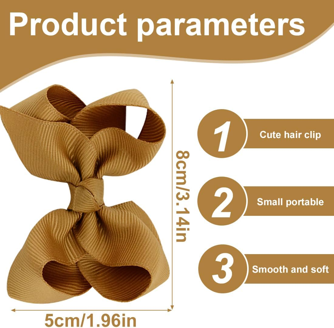 YOCDNOV Pack of 6 Bows Hair Clips - Ponytail Clips 3 Inches, Duckbill Hair Bow for Teenage Girls Hair Accessories (Dark Blue + Light Brown + Dark Brown) image number 6
