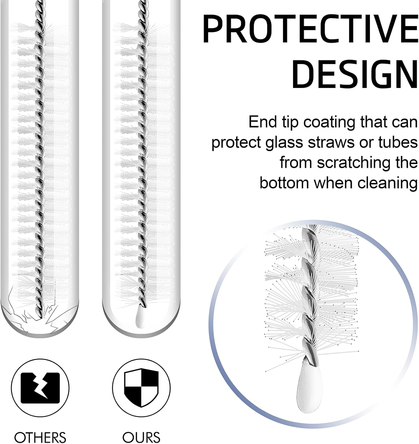 12 Inch Straw Cleaner Brush, 10 Pack Extra Long Bottle Straw Cleaning Brushes for Reusable Metal/Glass Straws, Sippy Cups, Water Bottles Spouts & Small Pipes