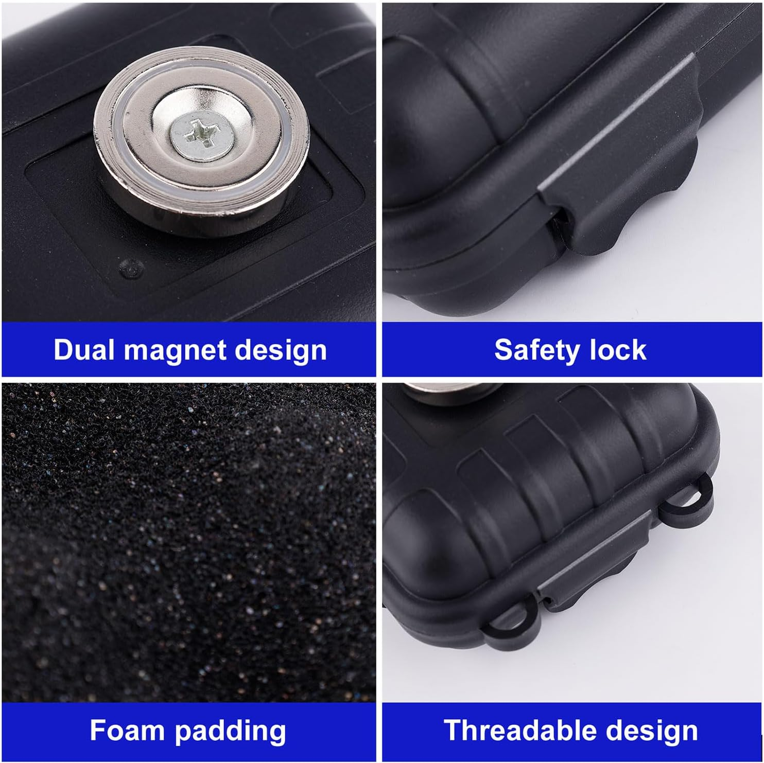 Hidden Key Holder, Magnetic Safe Box Key Magnetic Box Waterproof Magnetic Key Hider Magnetic Key Case Key Holder under Car Hide a Key Outdoor for Key USB Car Storage (Black) image number 3