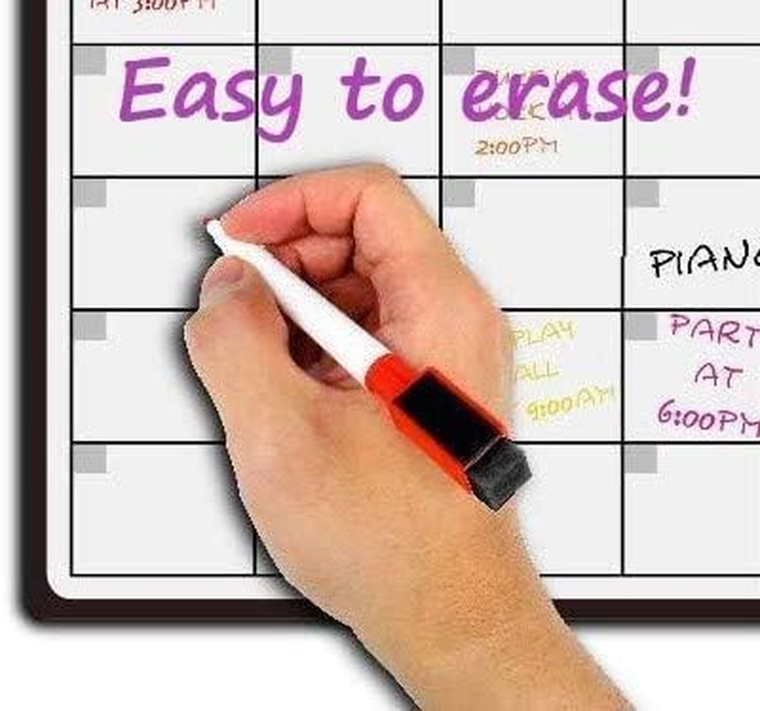 Magnetic Dry Erase Refrigerator Calendar, Large Calendar Whiteboard Monthly Planner - 2 Fine Tip Markers and Large Eraser- Planner White Board image number 1