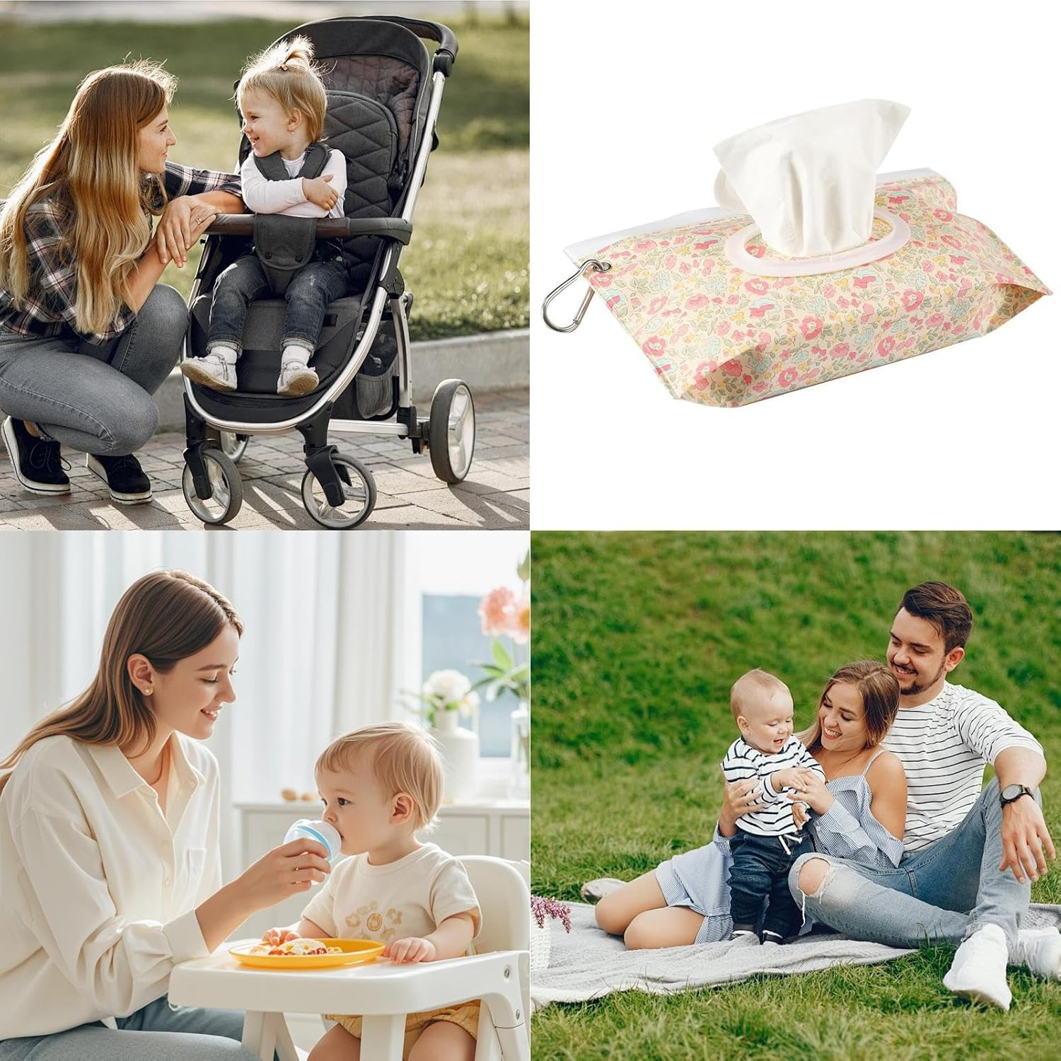 Travel Baby Wipes Case,Wipes Holder | Refillable Airtight Reusable Quick Access Container for Travel Bathroom Girl Stroller image number 1