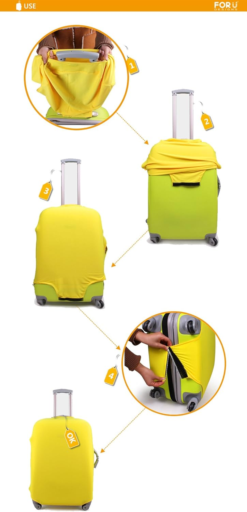 FOR U DESIGNS Men'S Cool -White Space Illusion Print Spandexuggage Case Cover S(18"-22" Cover) Multi 2 image number 5