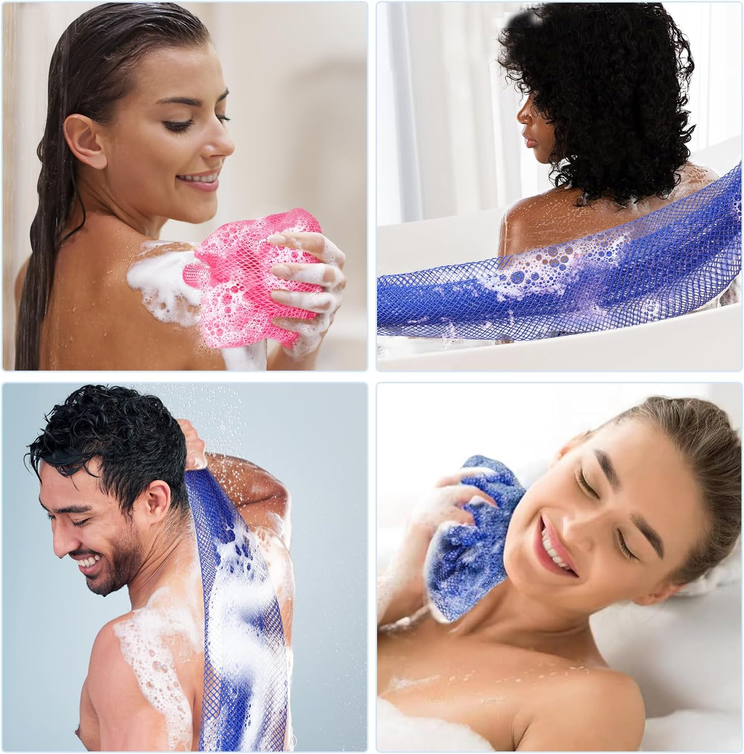 African Net Sponge Authentic - 2 Pack Afro Scrubber Bath Loofah Exfoliating Net Sponge for Shower, African Bath Sponges Exfoliator and Exfoliating Mitt for Most Skin Back Scrub Washer Accessories image number 3