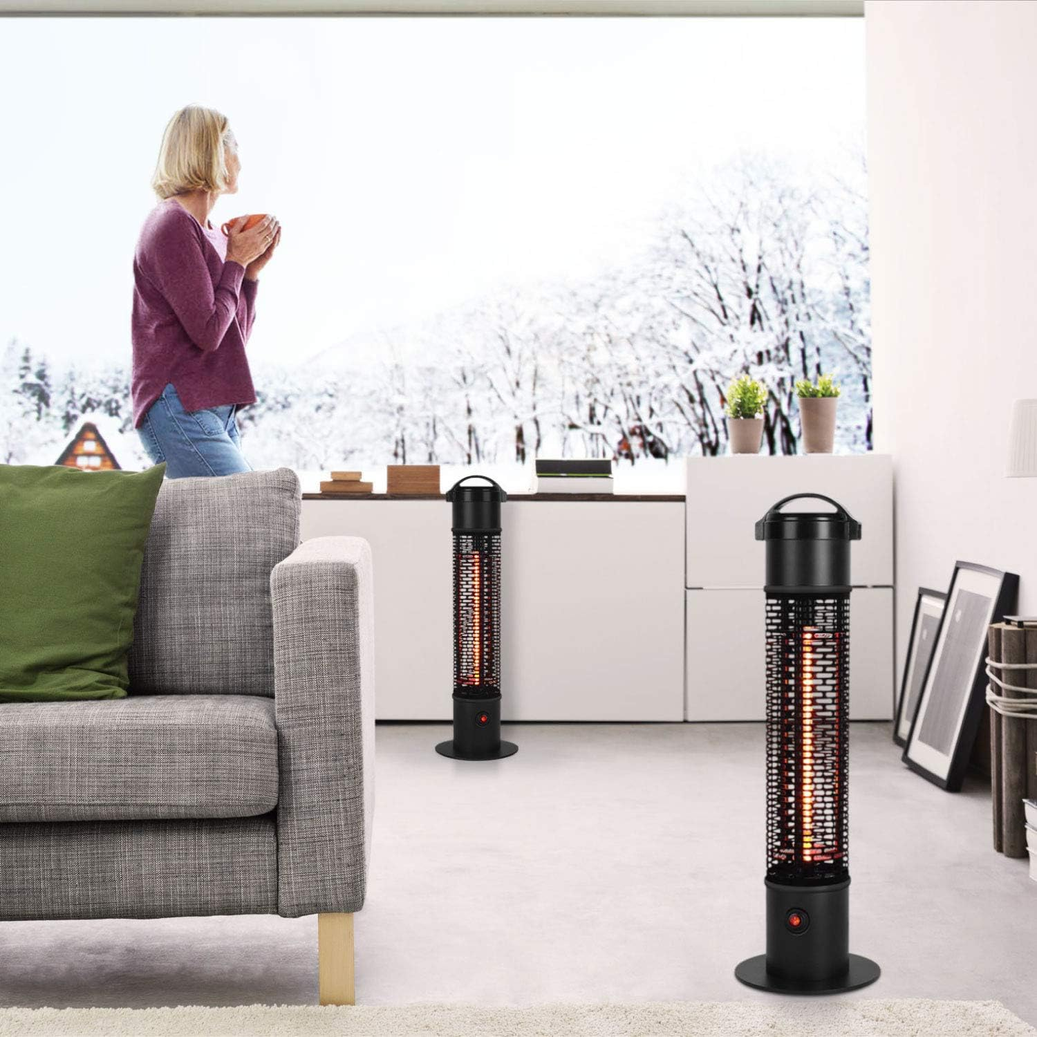 Star Patio Outdoor Freestanding Electric Infrared Heater, Stable Black Column Suitable for Balcony, under Table, ZHQ1088-HD-65 AU