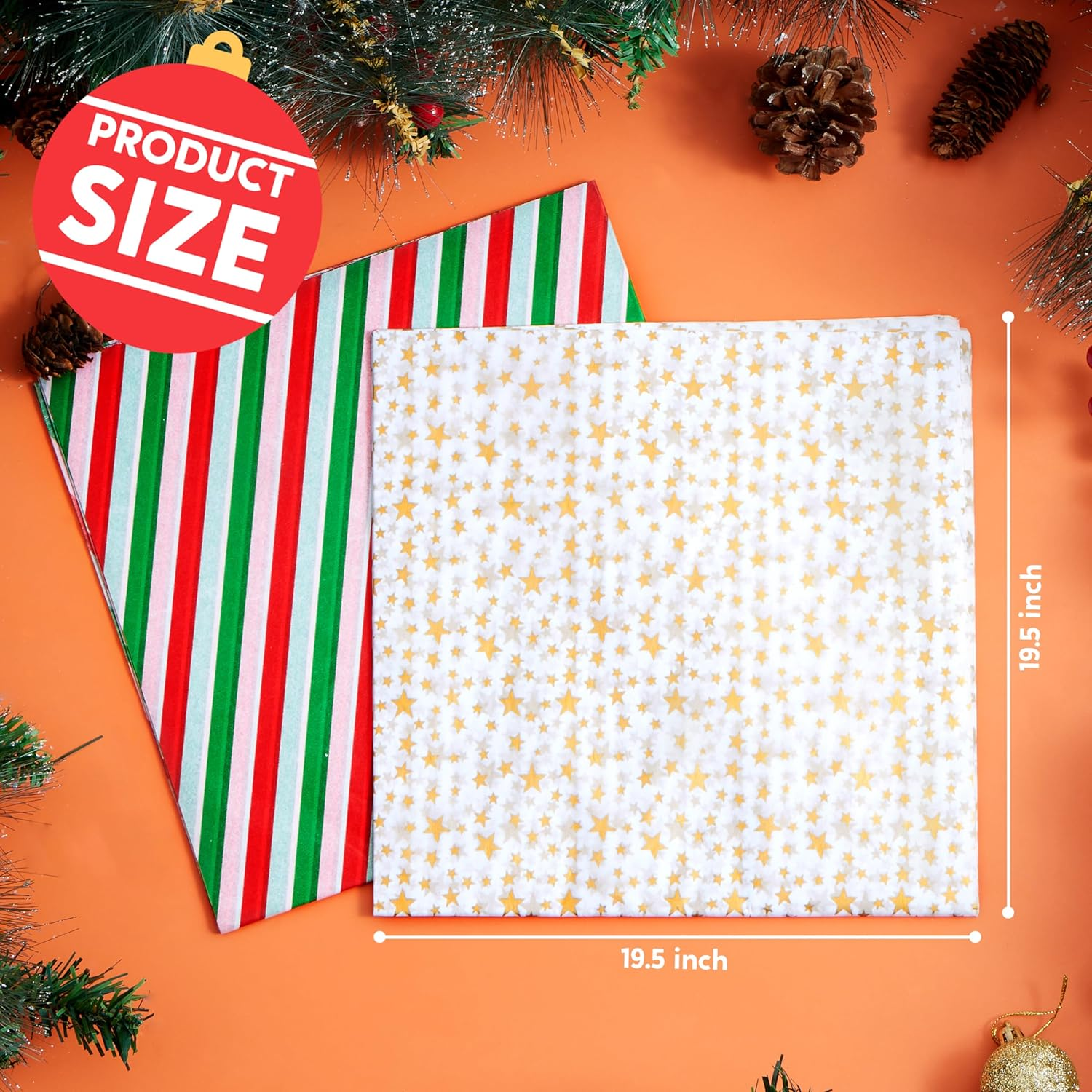 Joiedomi 150 Sheets Christmas Tissue Paper Assorted Design; Easy and Fast Gift Wrapping Accessory Perfect for Present Boxes, Xmas Gift Wrapping Bags and Wine Bottles image number 1