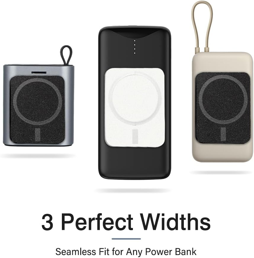 Magpatch Magnetic Adapter for Power Bank, 3 Perfect Fit Sizes for Magsafe Mobile Phones, 3 Mm Flat with N52 Magnet, Includes 10 Cm 60 W Type-C Cable (Black, Standard) image number 3
