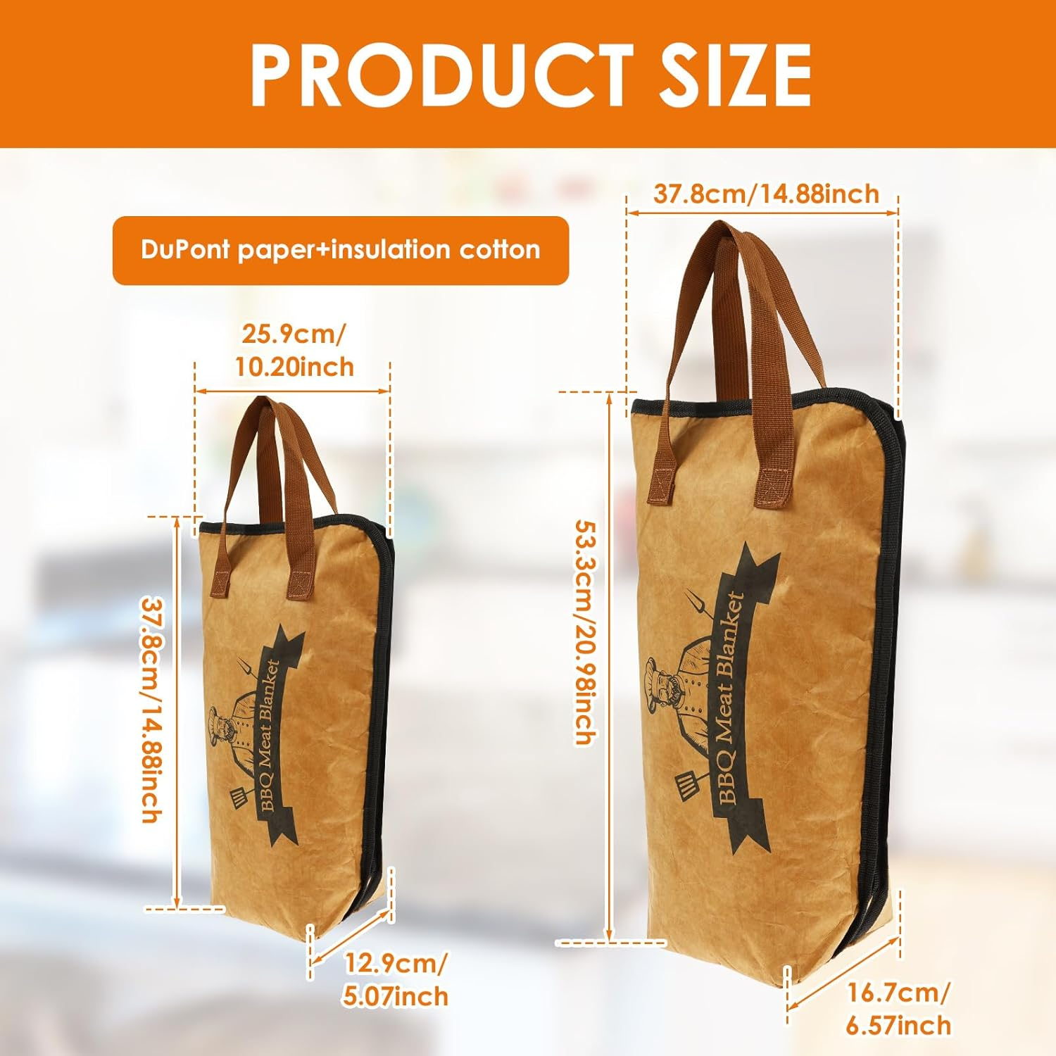 2Pcs BBQ Blanket for Resting Meat, 21In+15In Meat Insulated Resting Bag with Grilling Guide, Reusable 5 Layer Smoker Meat Resting Blanket, Heat Resistant Grilling Meat Insulated Bag for Most Kitchen image number 3