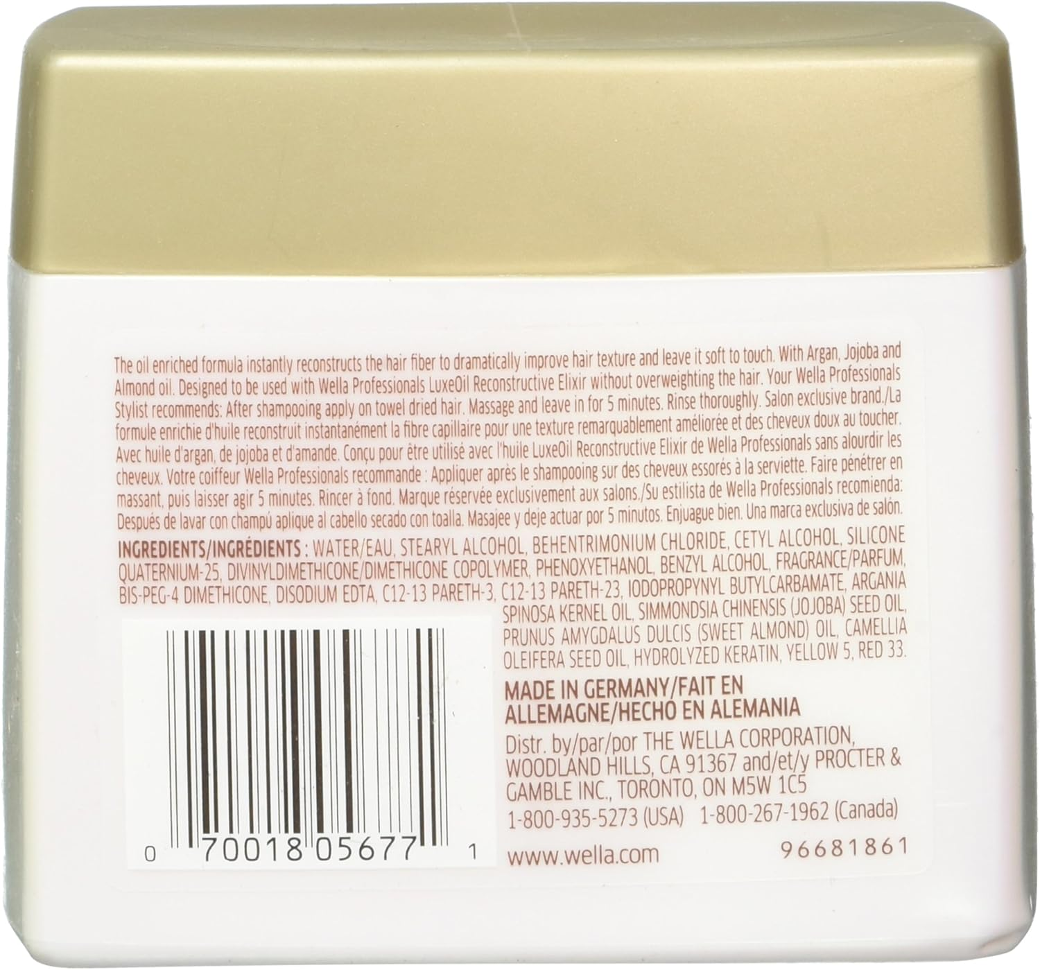 Wella Luxeoil Keratin Restore Mask, 13.5 Ounce