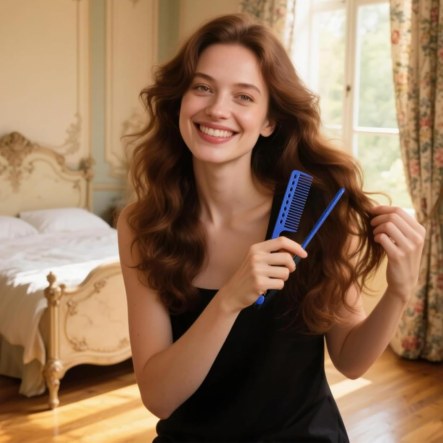 3 PCS Hot Comb, Hair Comb for Women, V-Shaped Styling Combs in Pink, Rose & Blue, Detangling Hair Combs for Daily Styling, Travel & Salon Use, Wet to Dry Hair Transformationhot Comb image number 1