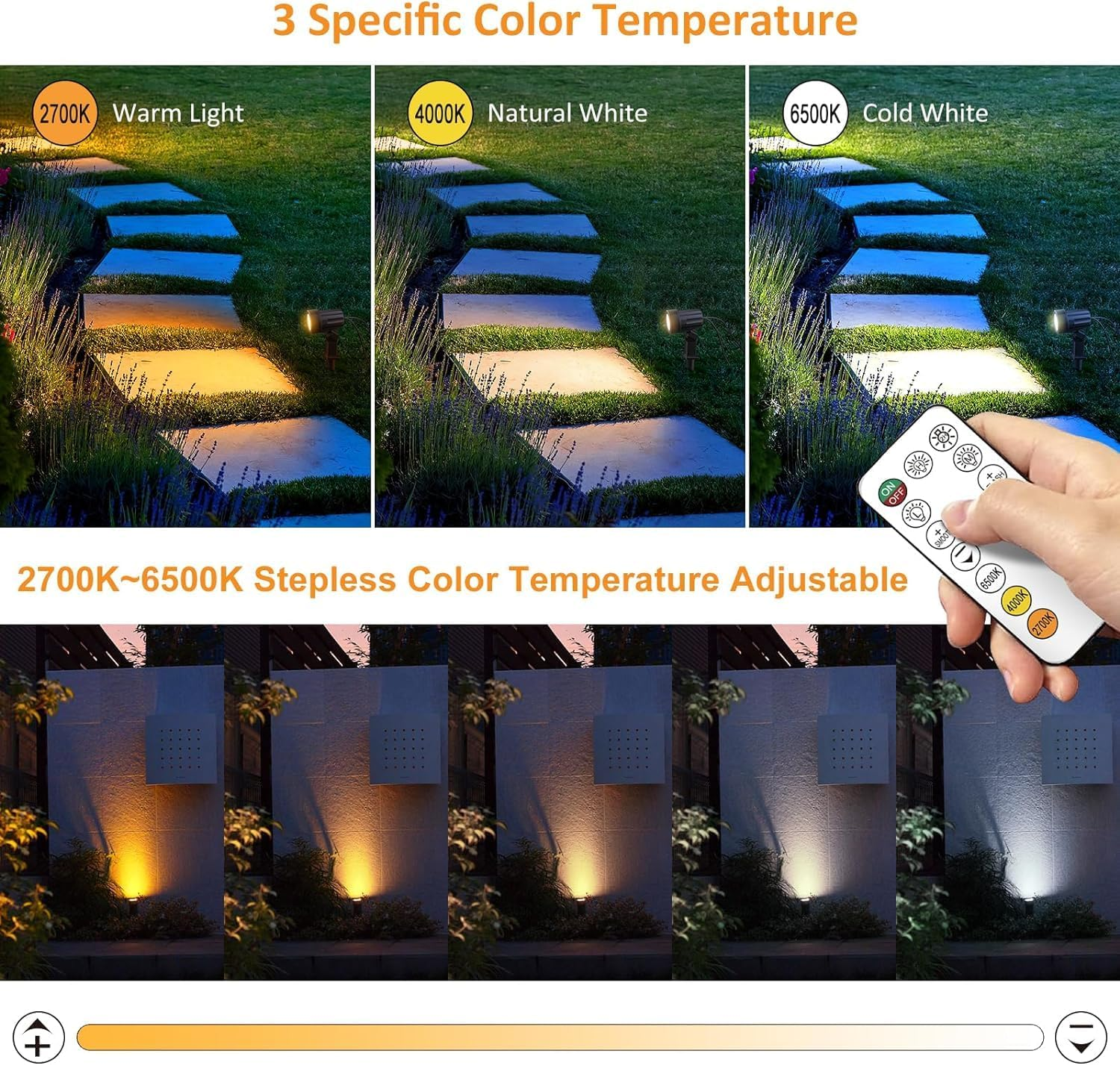 MEIHUA Solar Landscape Spotlight with Remote 2700K 4000K 6500K 3 Brightness Levels IP66 Waterproof LED Landscape Timing-Function Solar Lights Outdoor for Garden Tree Pathway 2 in 1 image number 5