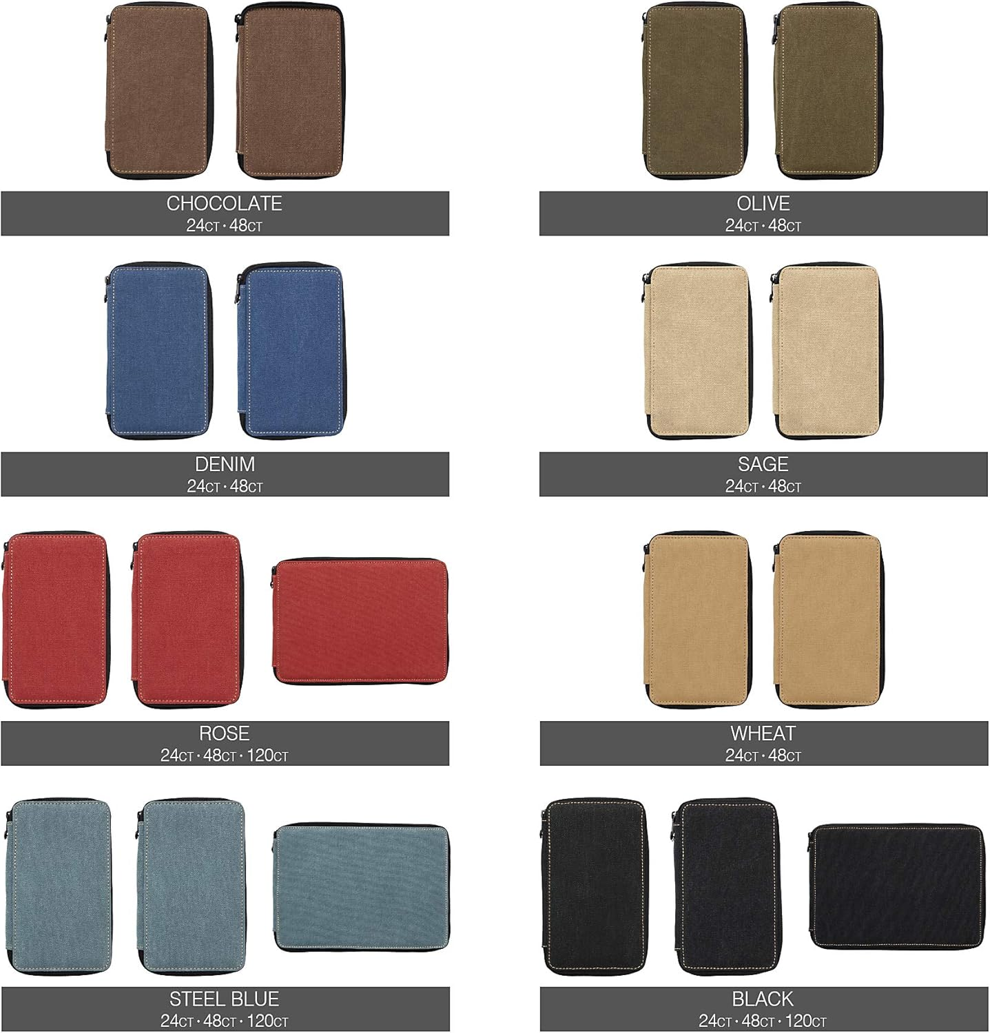 Speedball Art Products Canvas Storage Case for Pencils, Markers, Pens and Art Supplies, Holds up to 48 Standard Pencils, Chocolate image number 3