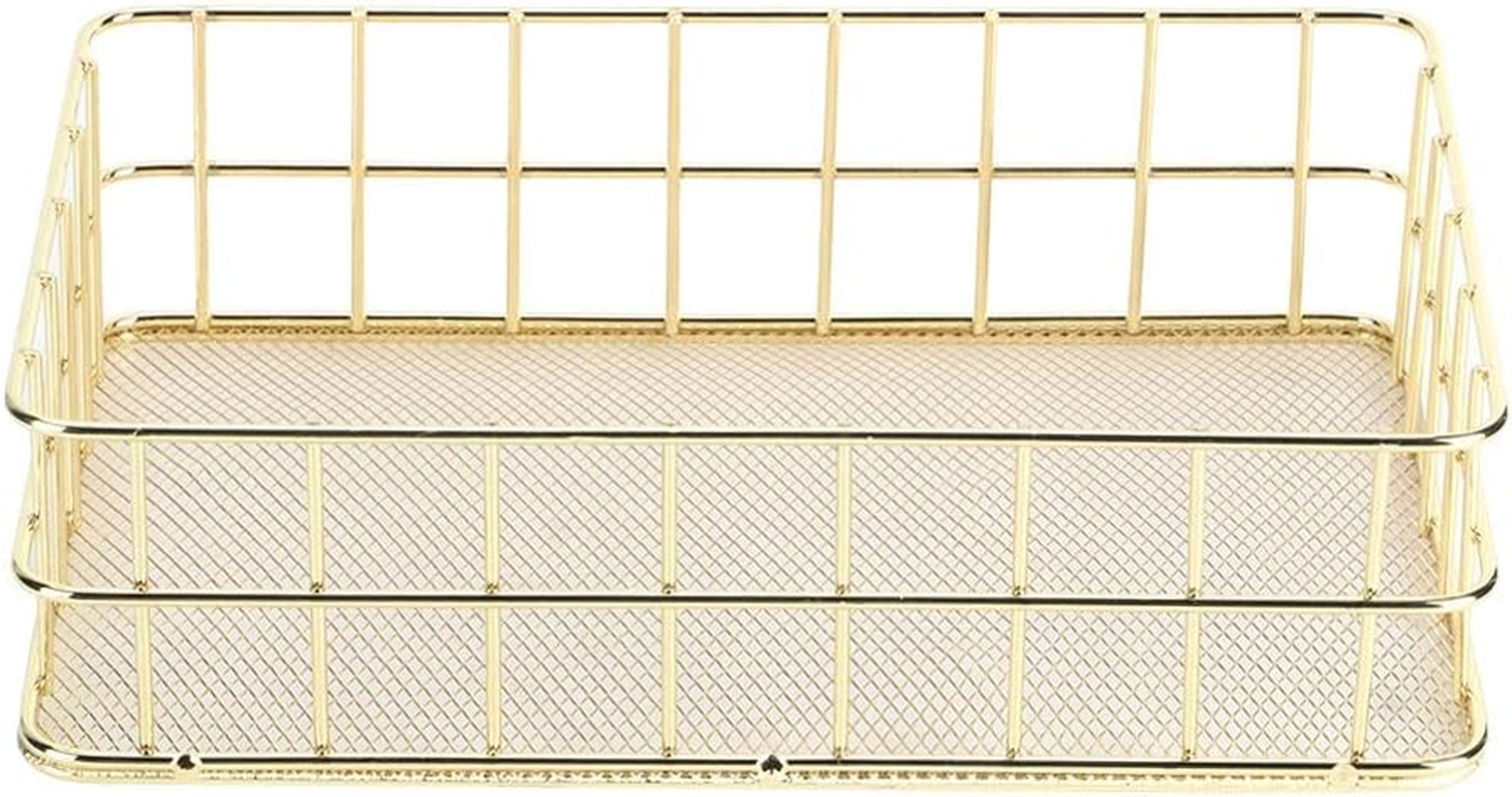 Golden Iron Storage Basket, Stylish and Simple Organisation Solution for Home with Beautiful Coating, Durable Wrought Iron, Space-Saving and Ideal (Large image number 3