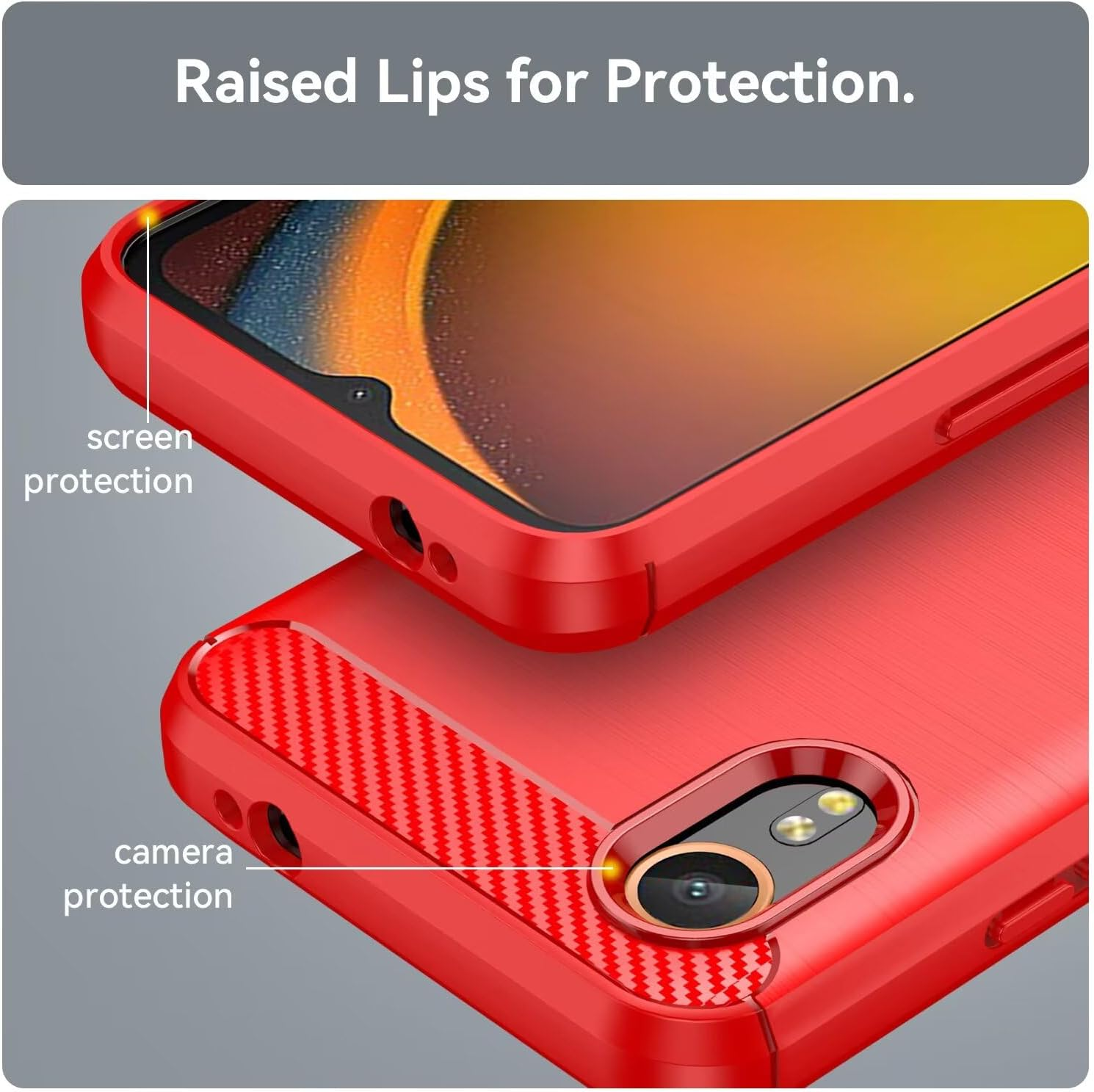 Topme Silicone Case for Samsung Galaxy Xcover7 (6.6 Inches), Brushed Texture Style Mobile Phone Case, Red image number 3