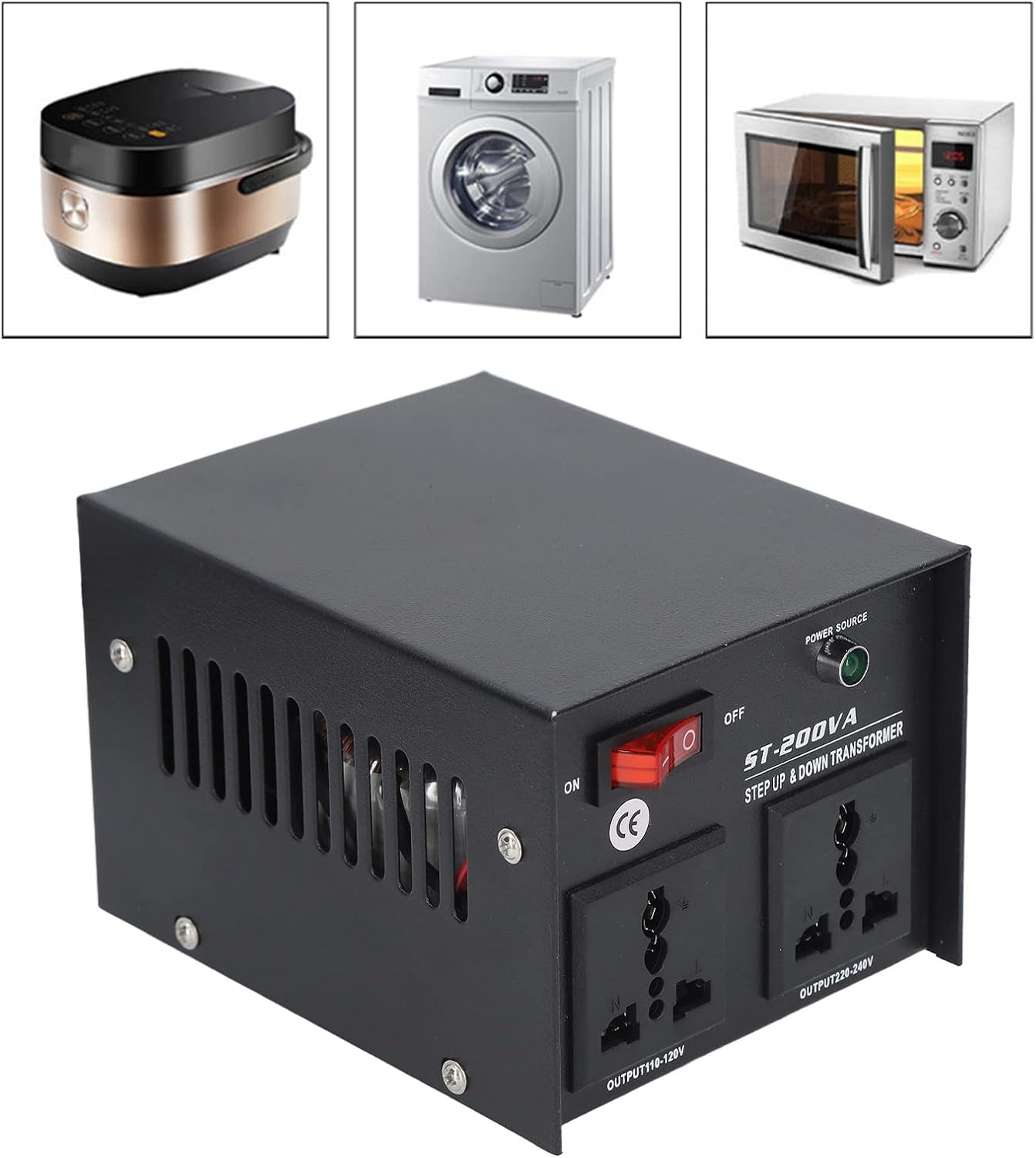 Voltage Transformer, Compact Watt Voltage Converter, Circuit Breaker Voltage Converter Transformer for Hair Dryer, Juicer, Rice Cooker, from To, To image number 6