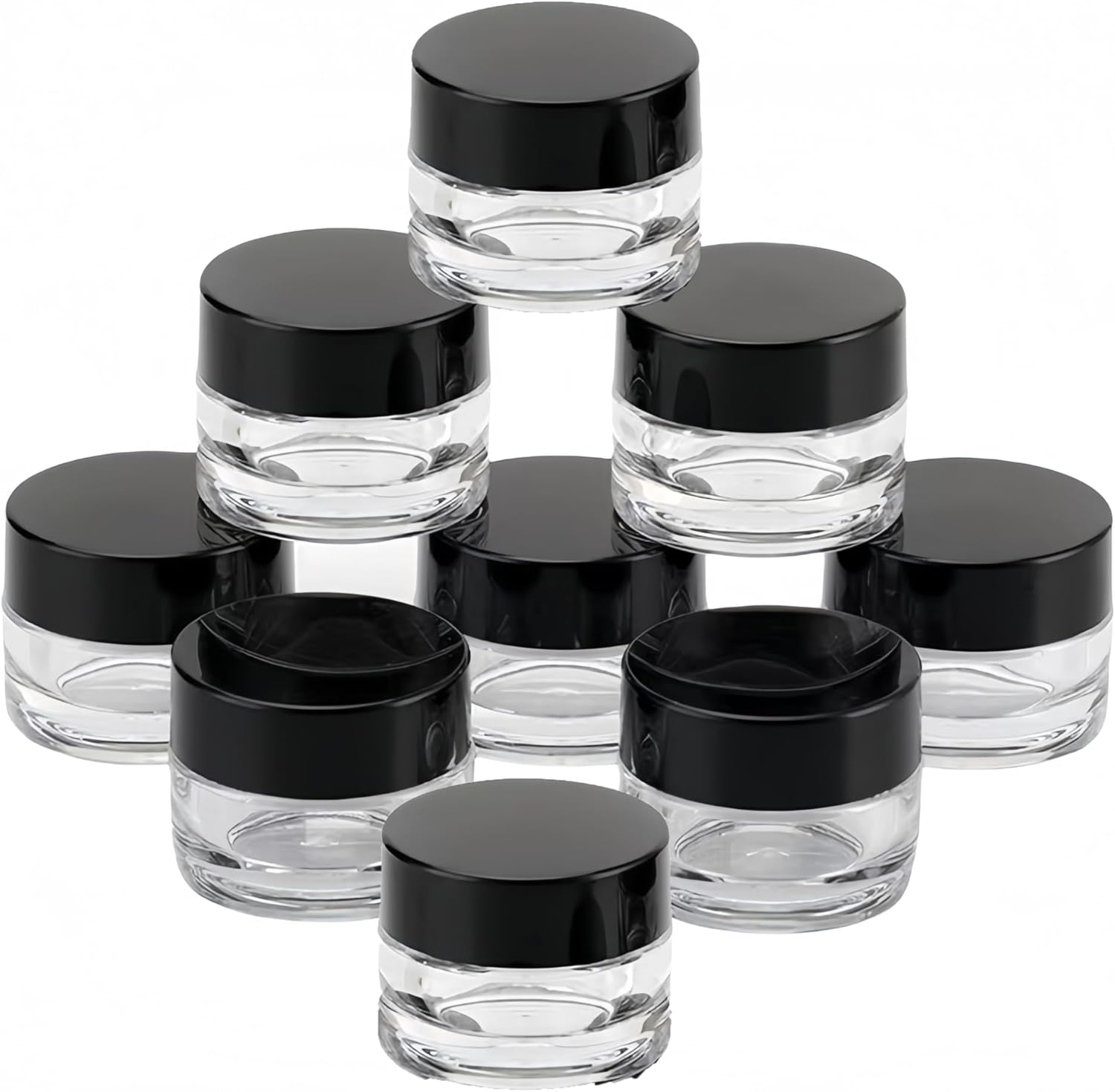 9 Packs 5G Small Glass Jars with Lids and Inner Liners,Clear White Cream Jar Cosmetic Container Storage Jars,Refillable Travel Jars for Lip Balm Eye Cream,Lotion,Toners,Eyeshadow