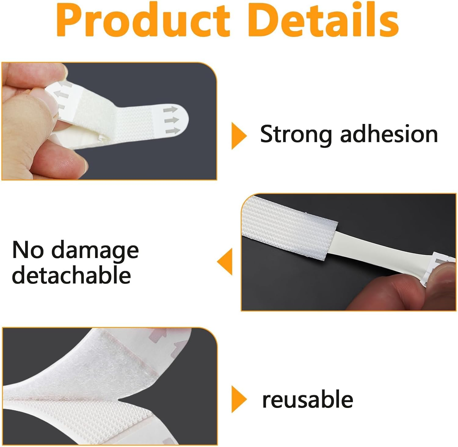 Nazaz 36 Set Picture Hanger, White, Hook and Loop Fastener, No Nails, Self-Adhesive, Smooth Surfaces image number 3