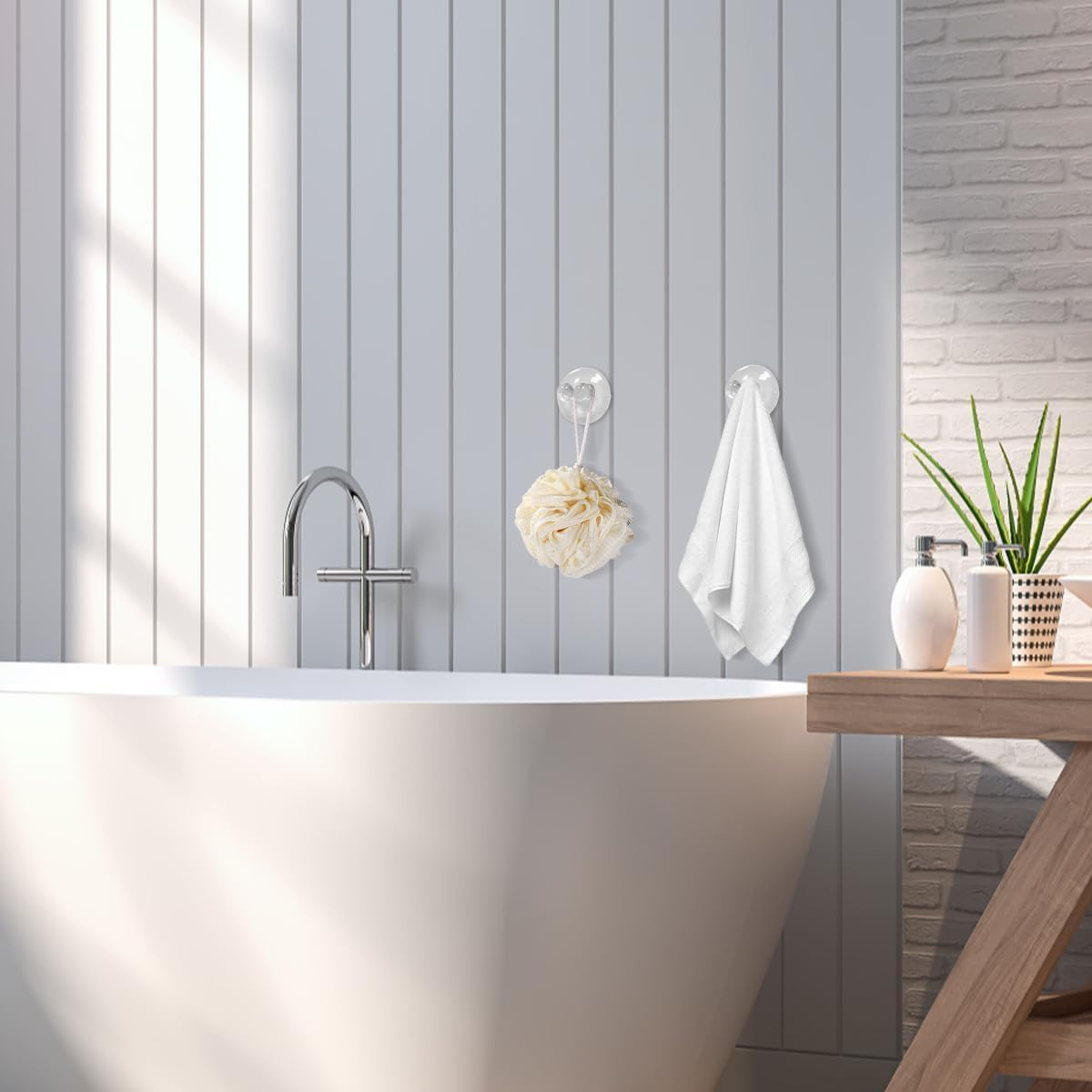 8 PCS Multi-Function Hook for Wall Hanging in Bathroom, Waterproof Toothbrush Holders, Wall Mounted Razor Holder for Shower, Self Adhesive Towel Hook, Bathroom Kitchen Office Accessories image number 4