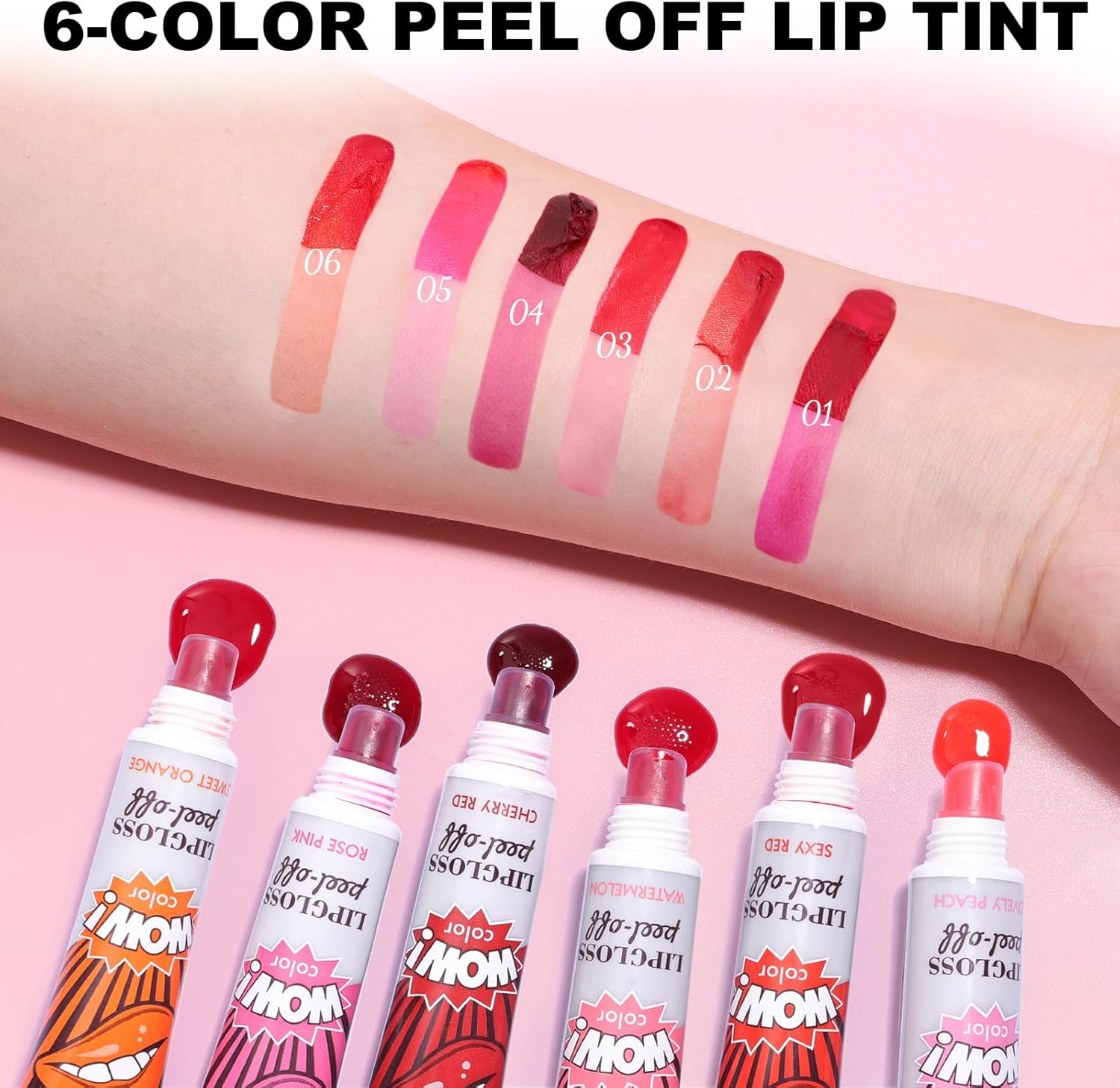 3 Colors Peel off Lip Stain, Long Lasting Lip Tint Stain, Waterproof Matte Lip Gloss, Nonstick Cup Lip Stain Makeup, Tattoo Magic Color Lip, Peel Reveal Lip Tint Makeup for Women (#01+#02+#04)