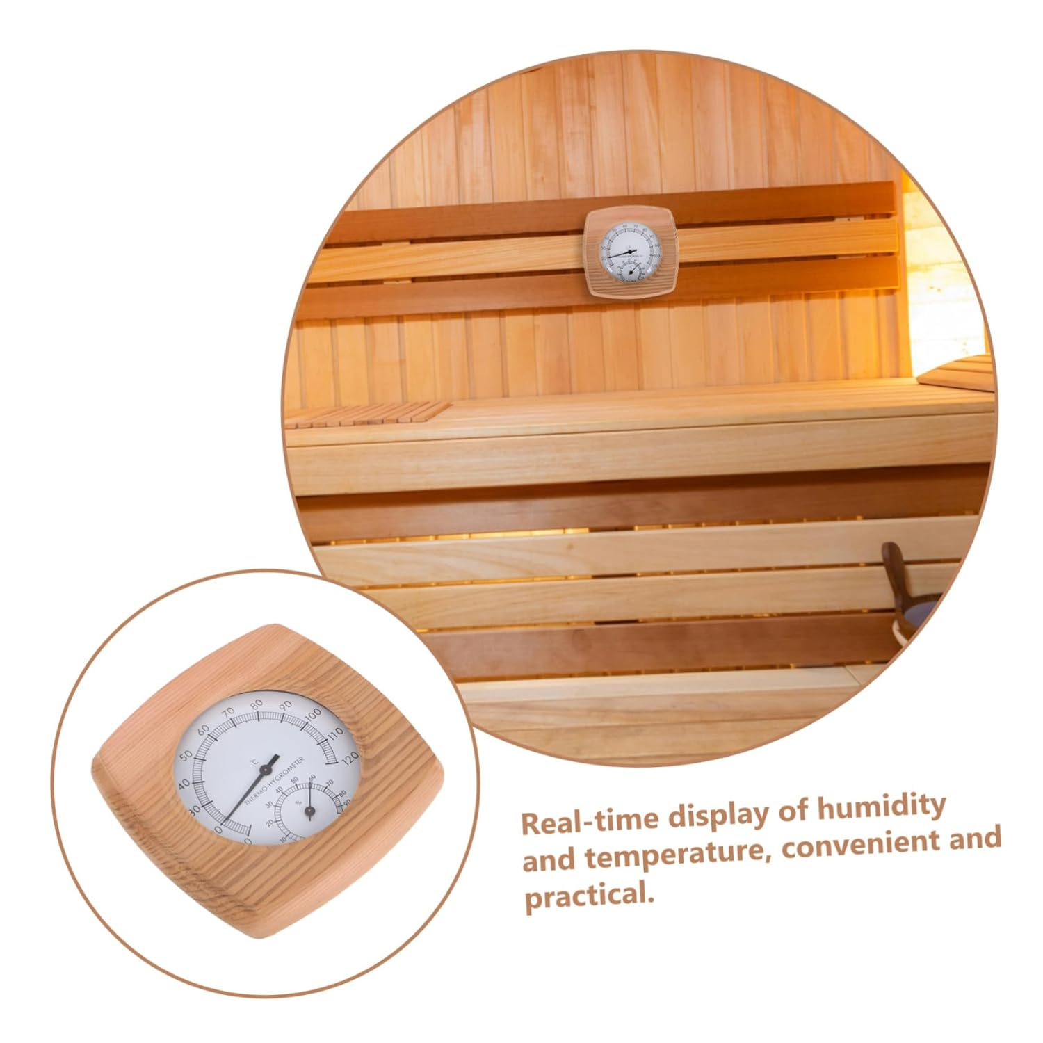 Wooden Sauna Thermometer Hygrometer for Accurate Temperature and Humidity Monitoring Essential Sauna Accessory Bathrooms and High Moisture Areas