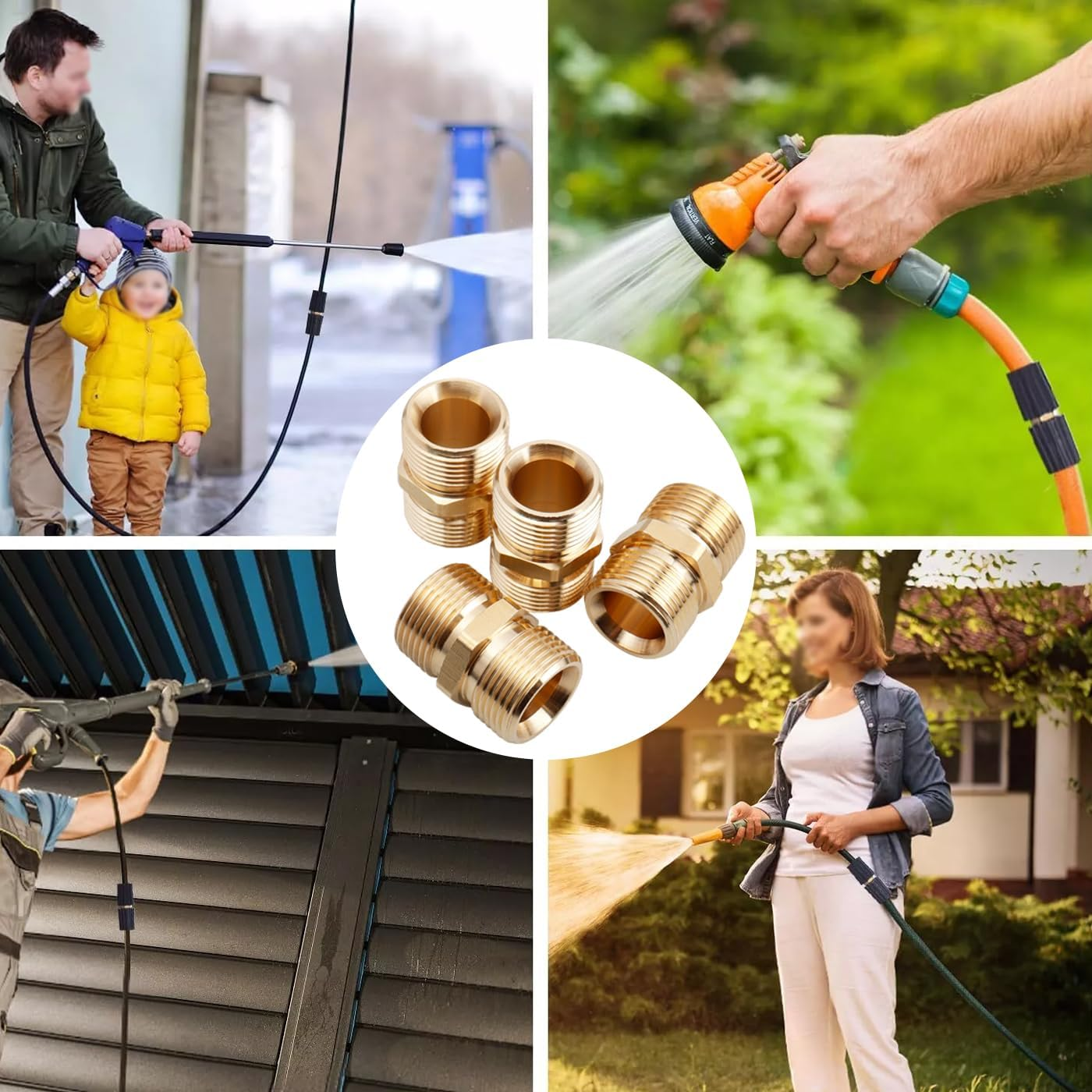 4 Pcs M22-14Mm Pressure Washer Hose Connector, Quick Connect Hose Extension Coupler, 5000 PSI Heavy Duty Brass High-Pressure Washer Hose Adapter Fitting image number 5