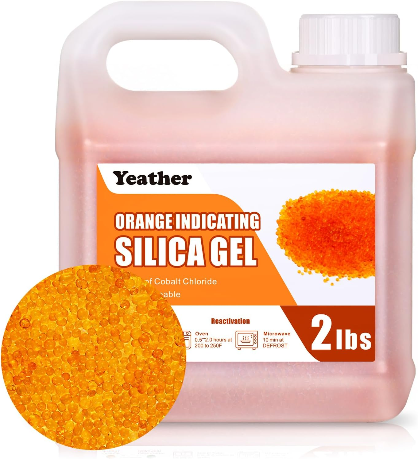 Yeather 2LBS Silica Gel Beads Easy to Reactivate, Large Capacity - Moisture Indicating Desiccant Ideal for 3D Printer, Air Compressor, Filament Storage (Industry Standard 2-4 Mm) image number 4
