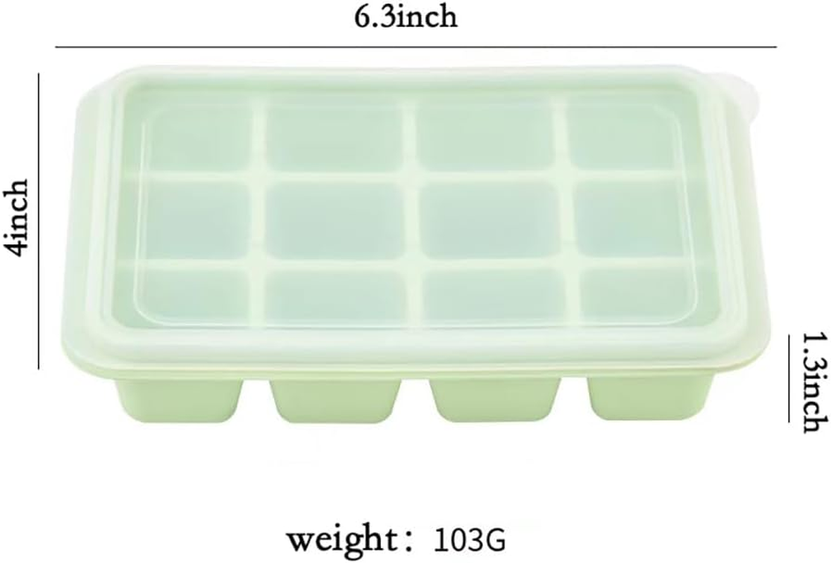 Silicone Ice Cube Tray Set of 2-12 Cavity Easy-Release Ice Molds for Whiskey, Cocktails, Baby Food, （Green+Gray） image number 4