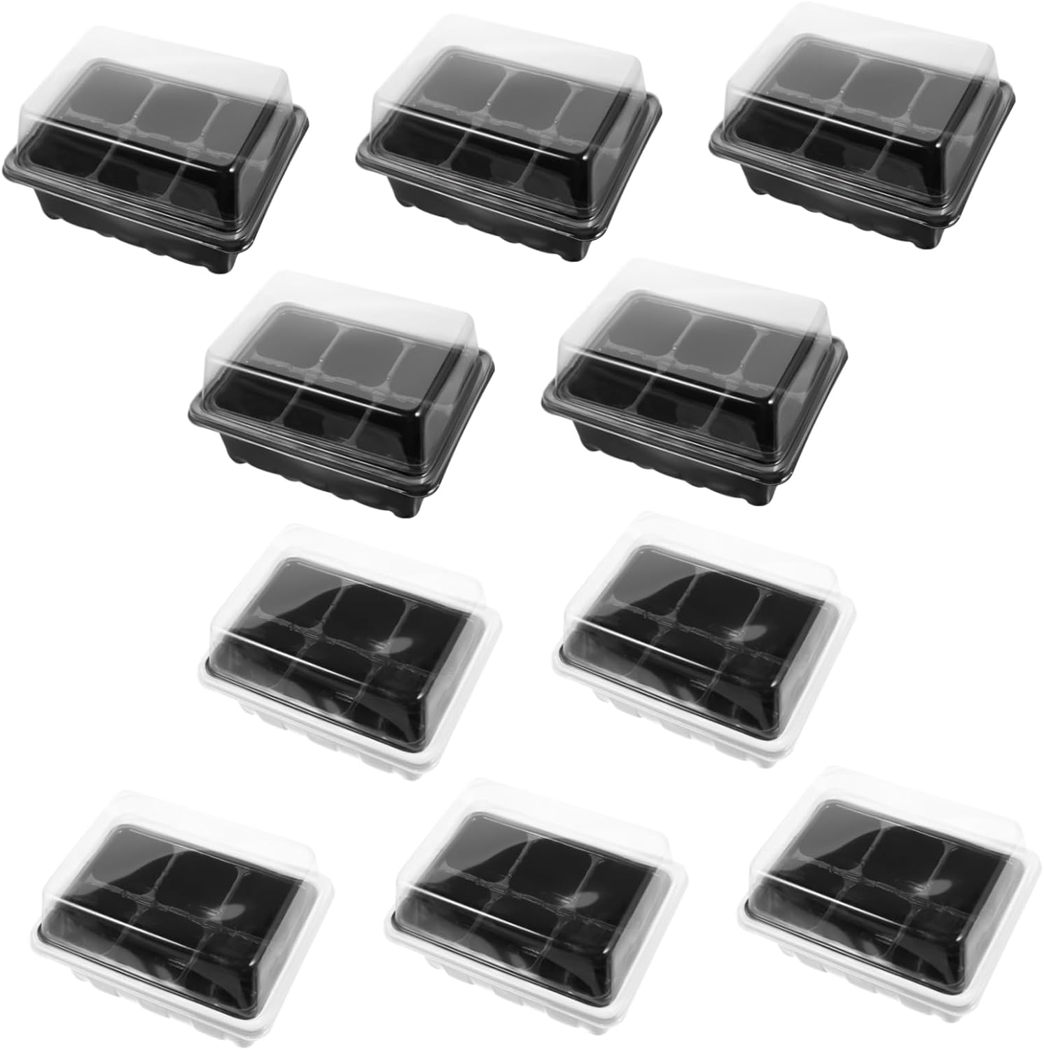 Garden Propagator Set 10 Pack Trays Lid and Bottom Holes for Healthy Plant Growth image number 2