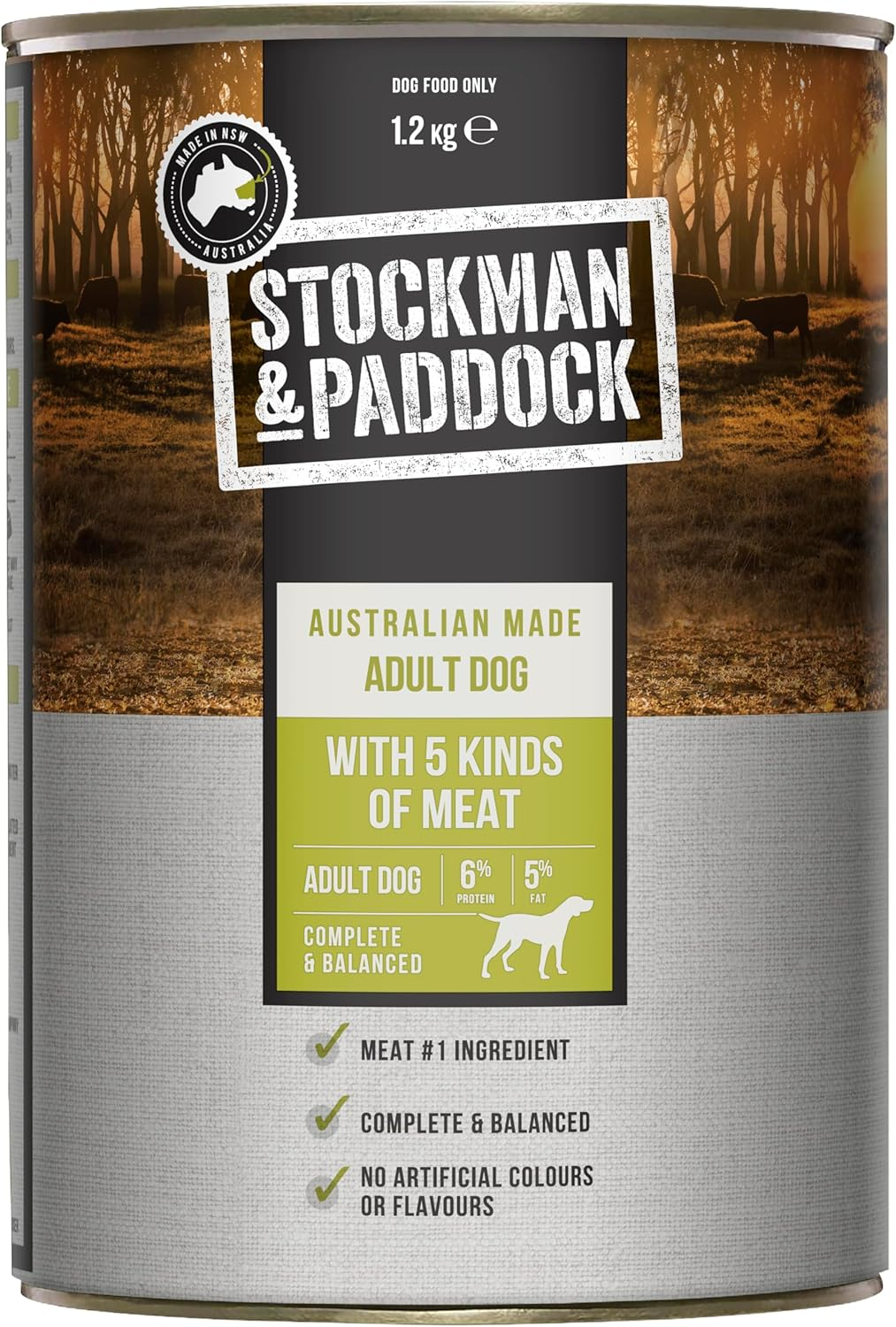 Stockman & Paddock Adult Wet Dog Food, 5 Kinds of Meat 6X1.2Kg - Real Australian Meat for Complete Nutrition, a Hearty Meal Dogs Love image number 5