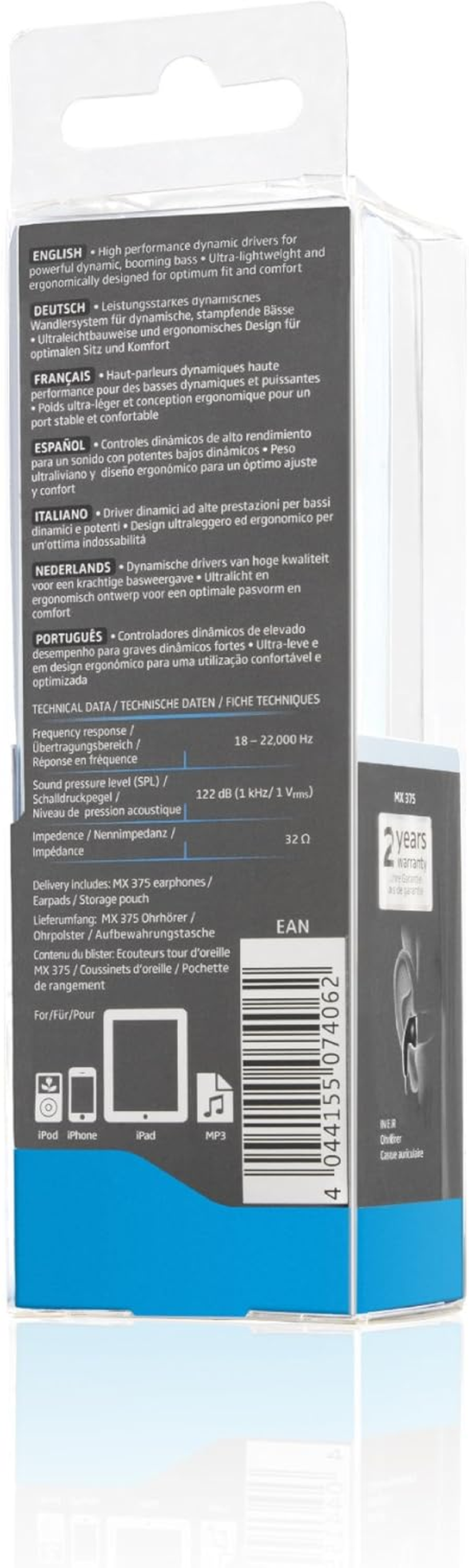 Sennheiser MX375 In-Ear Headphones - Black image number 2