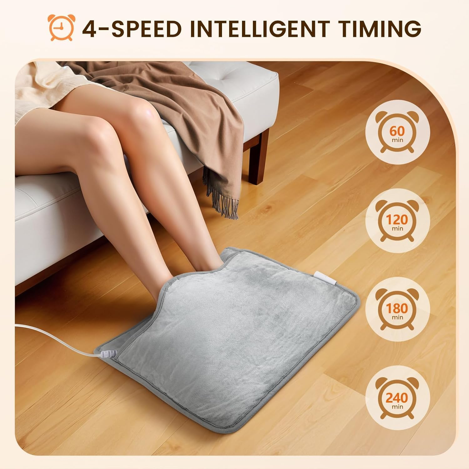 Foot Warmers Electric Heated with 9 Heat Temp Settings and 4 Timer, Fast Heating Foot Mat for Home Office Warm Foot Back Lumbar and Full Body, Auto Shut-Off, Soft Perfect Relaxation Gift image number 3