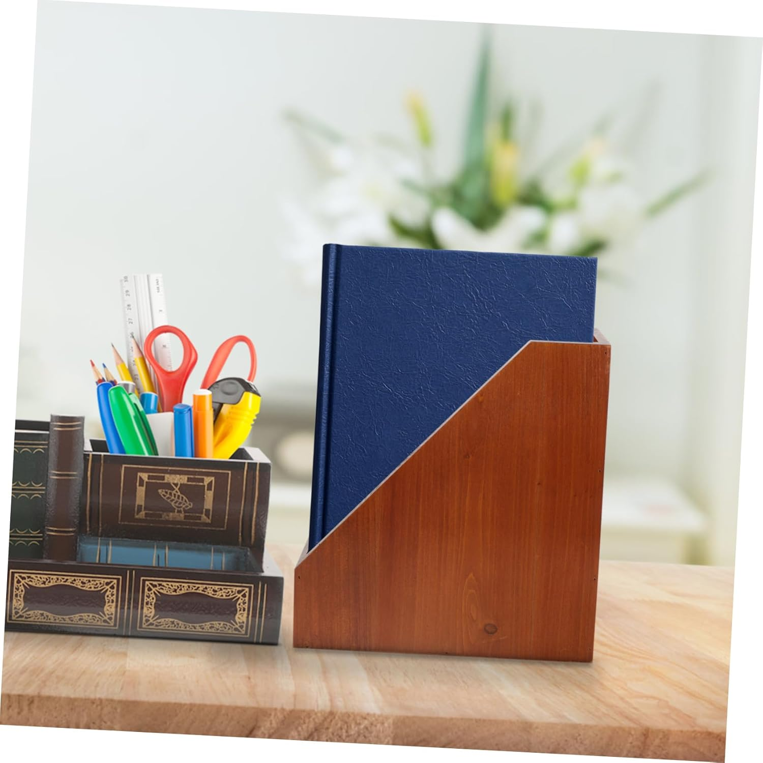 LALAFINA Rustic Wood Box Storage Container Desk Accessories for Women Office Supplies Organizers Wooden Storage Box image number 1