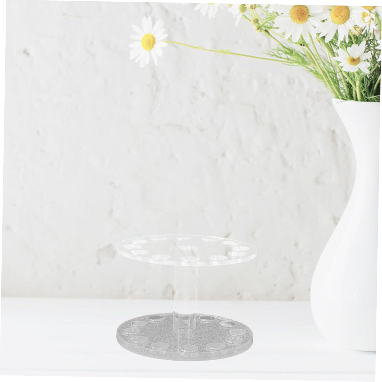 IWOWHERO round Nail Art Brush Holder Tool Stand for Manicure Nail Brush for Painting Portable and Easy to Use - Transparent image number 5