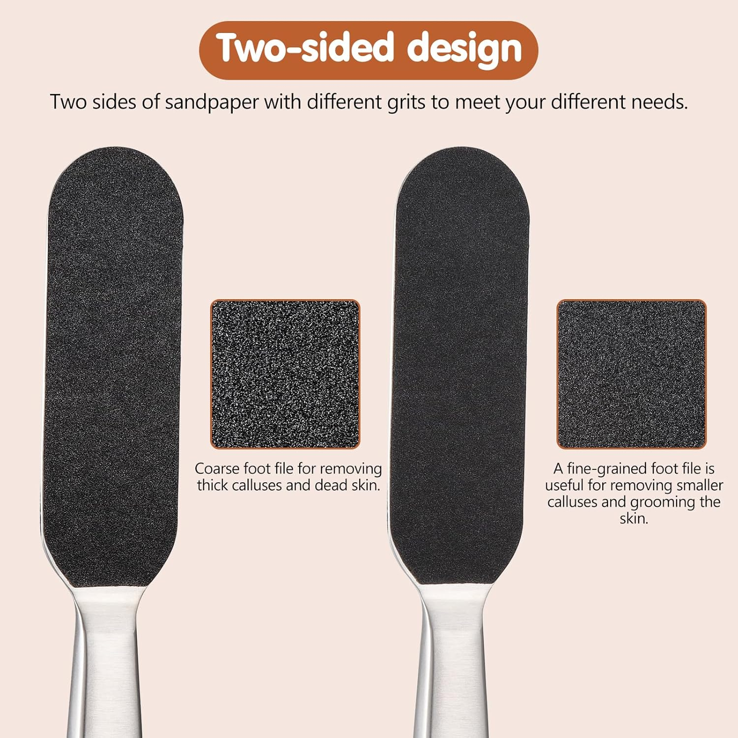 Hongien Pedicure Foot File and Hard Skin Callus Remover 1 X Stainless Steel Handle 10 X Foot File Coarse Fine Grain Foot Files for Hard Skin for Home Pedicure