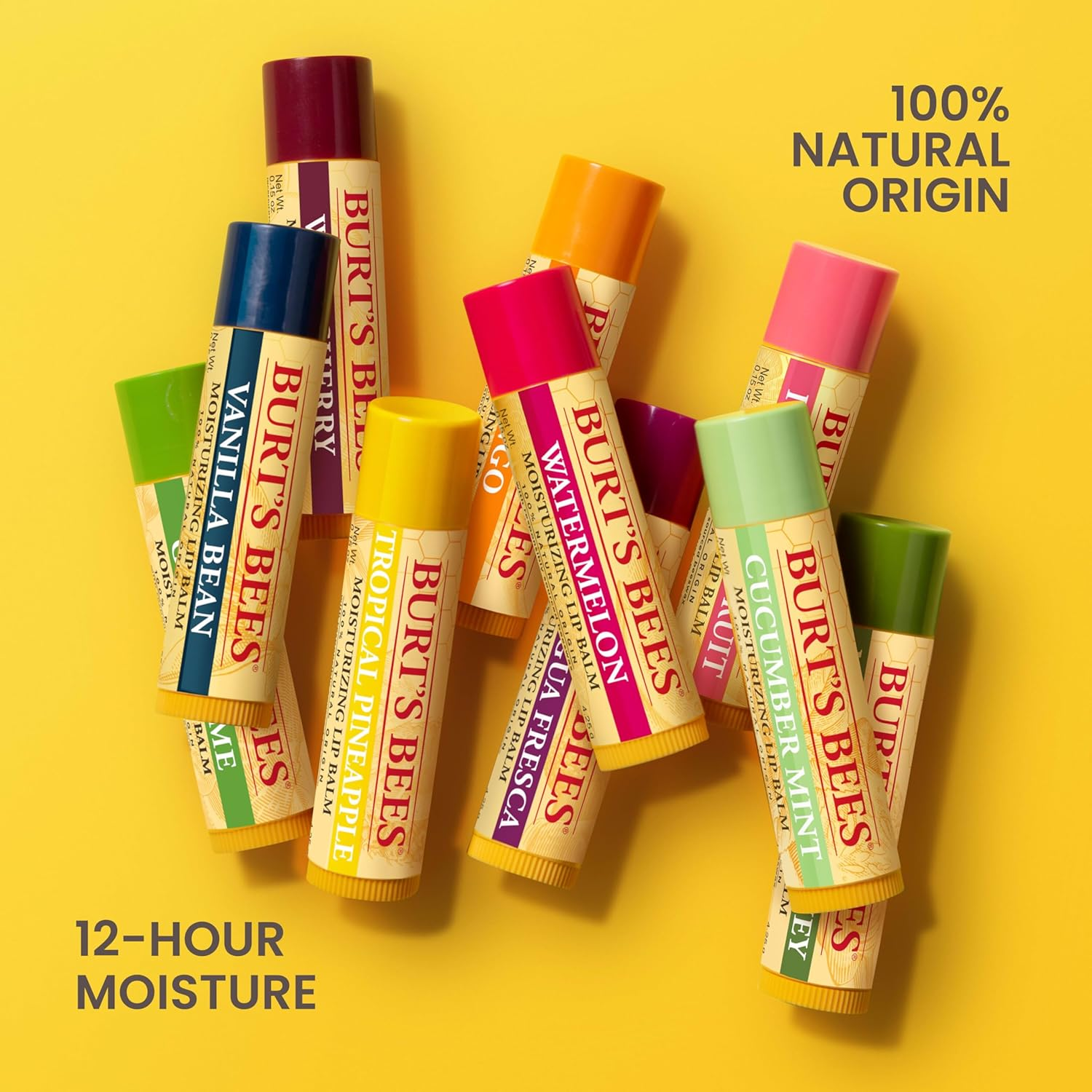 Burt'S Bees Lip Balm, Moisturizing Lip Care, 100% Natural, Sweet Sorbet - Original Beeswax, Cucumber Mint, Coconut & Pear, Vanilla (4 Pack) image number 2
