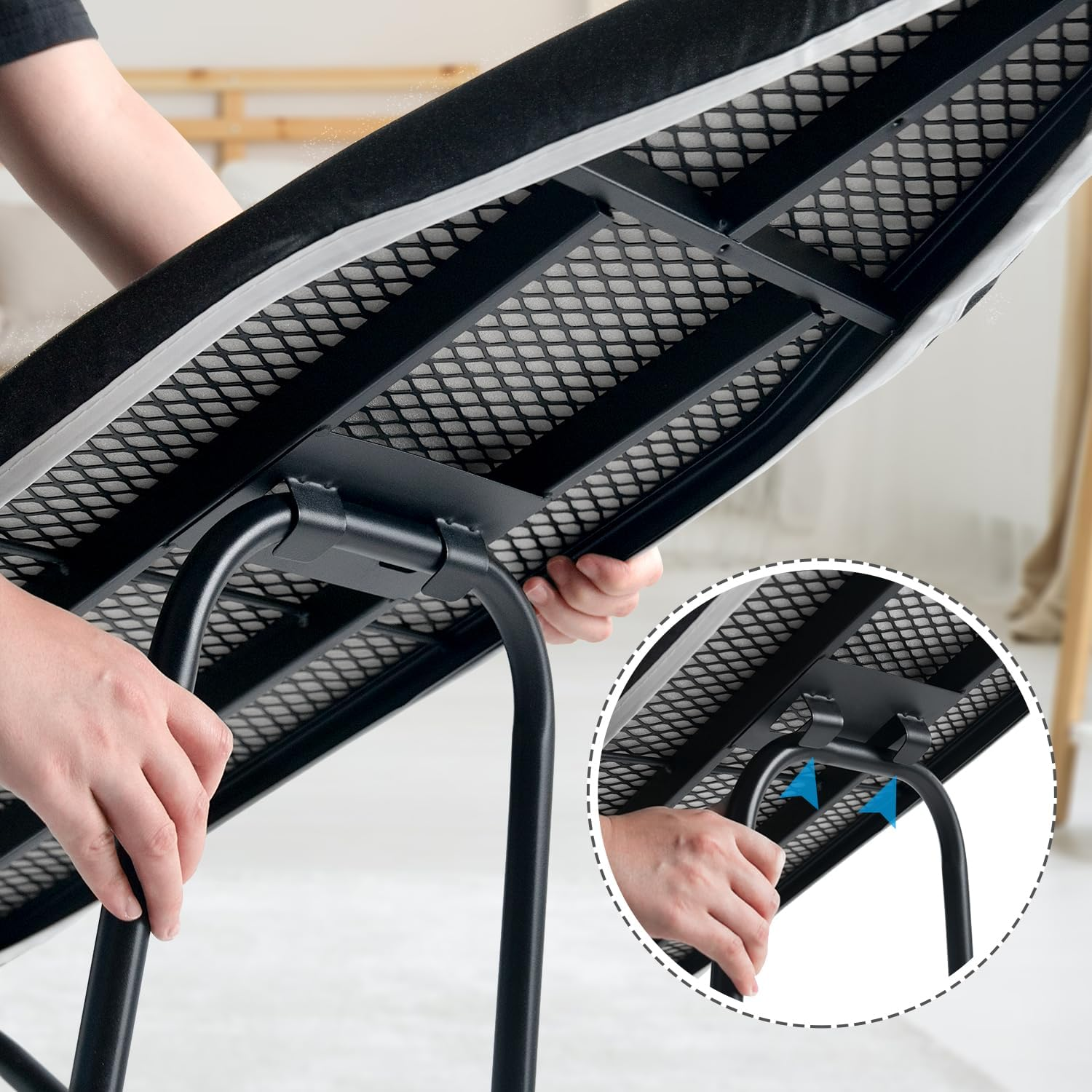 Duwee Compact Ironing Board (33 X 89 Cm) with Ample Ironing Space, Lightweight Iron Board with Anti-Gravity Hook, Easy for Storage (Black) - White image number 6