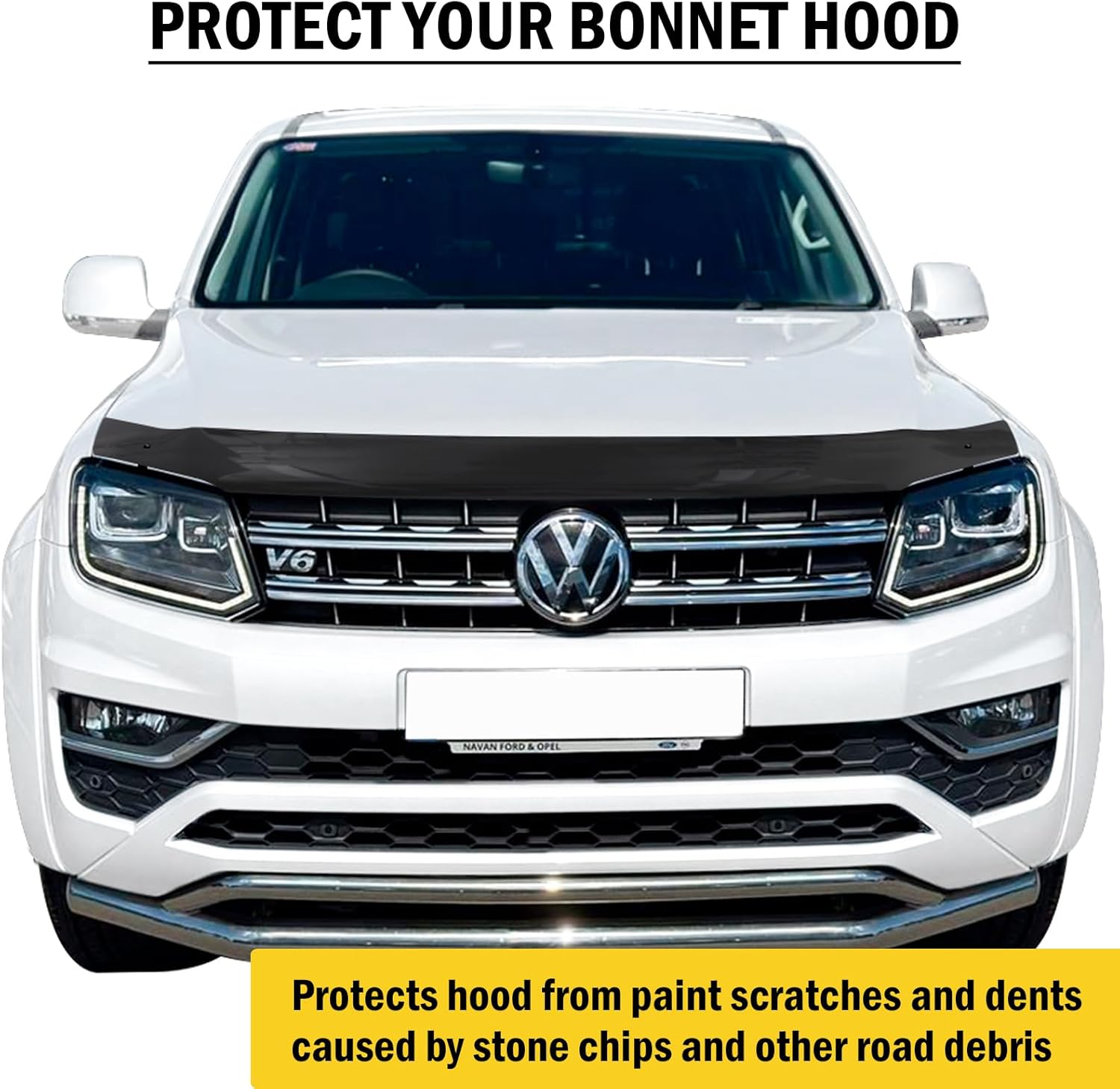 SUERAUTO4X4 Bonnet Protector for VW Volkswagen Amarok 2H 2009-2022 Accessories, Tinted Black Injection Front Bonnet Stone Guard Hood Protector Trim Cover Ute Car Exterior