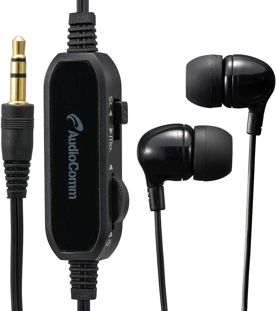Ohm Electric HP-B332N 03-1658 OHM Audio Comm Stereo Earbud Type with Volume Controller 9.8 Ft (3 M), Black