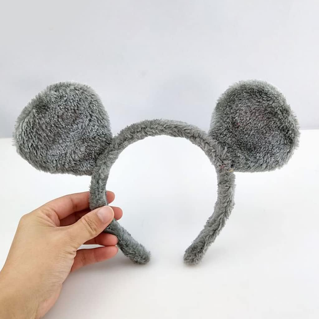 Haveratio Soft Bear Ears Headbands Plush Mouse Ears Hair Hoop for Washing Face Cartoon Animal Hairbands Halloween Costume - Grey image number 3