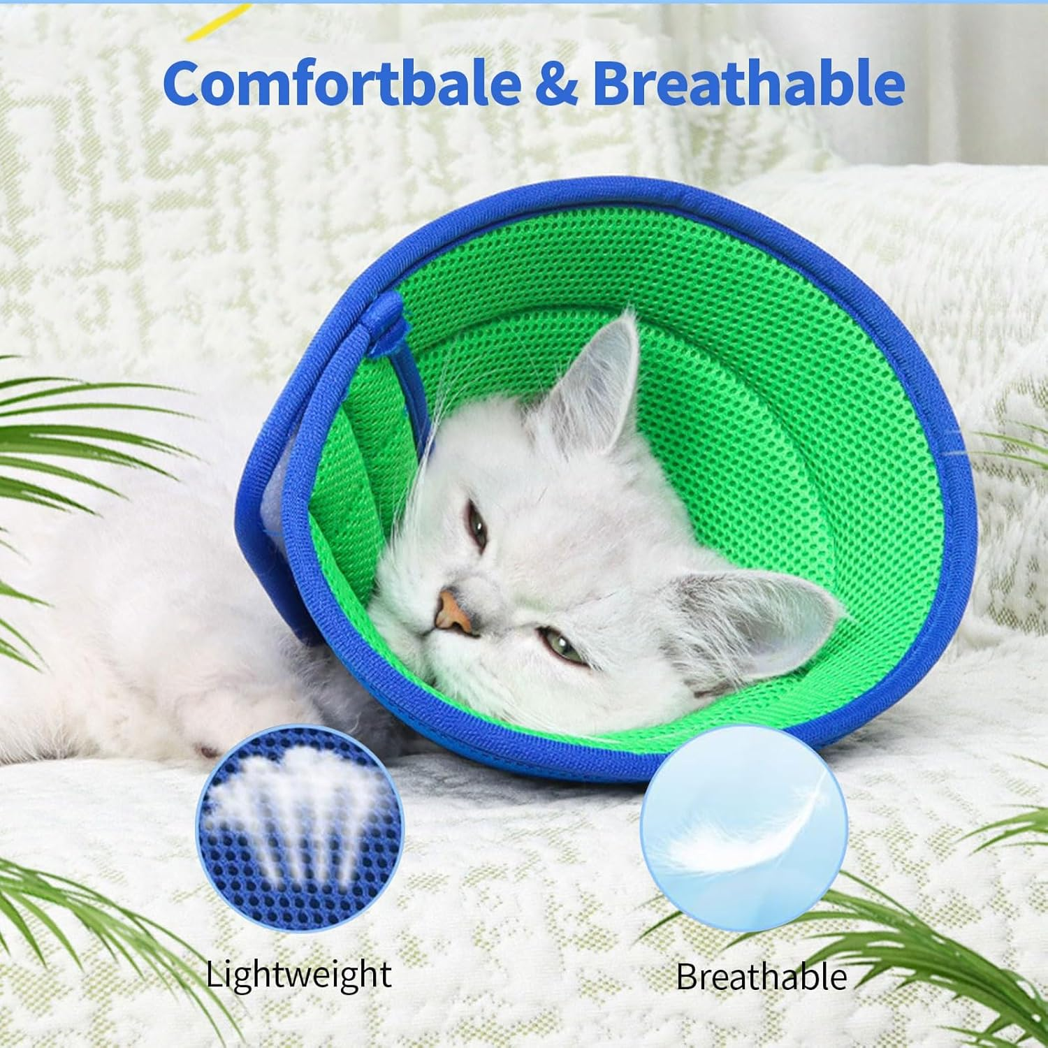 Dog Cone Soft Recovery Collars & Cones after Surgery for Medium Large Dogs, Comfy Ecollars to Stop Licking, Adjustable, Dog Ecollars for Recovery Fabric, Ecollars of Shame Alternatives (Blue-Green, L) image number 3