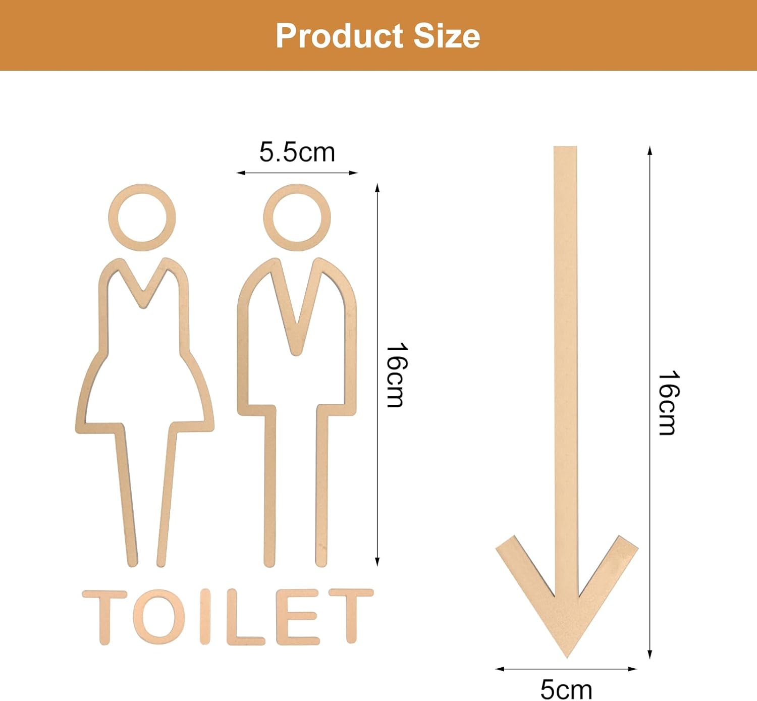 VOSSOT Self-Adhesive Toilet Sign Set of 4 - Guest Sticker, Door Sign, Ideal Decoration for Indoor and Outdoor Use (Gold) image number 5